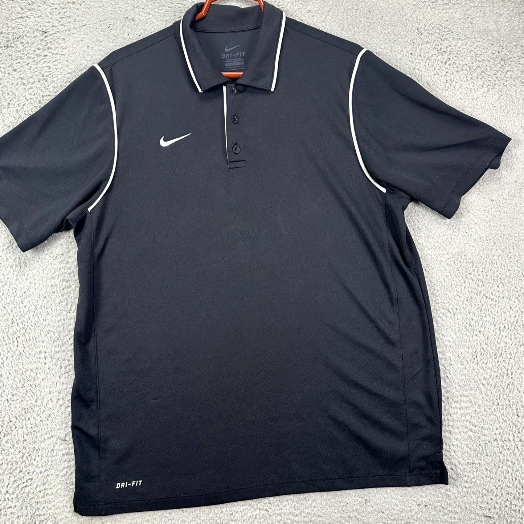 Nike Nike Dri-Fit Shirt Golf Polo Mens Large Black Short Sleeve Swoosh Athletic Polo Shirt Size US L / EU 52-54 / 3 - 3 Thumbnail