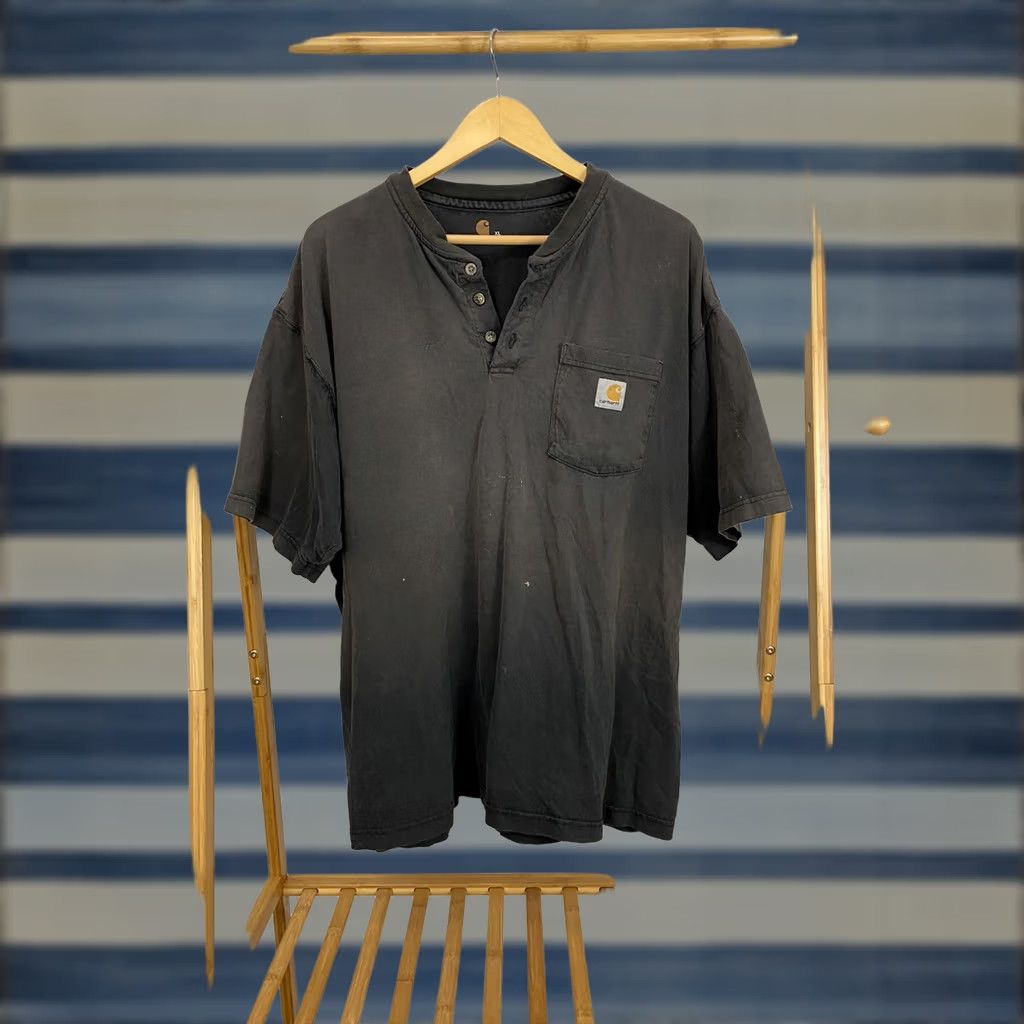Carhartt VTG Carhartt Men Gradient Sun Faded Pocket Henley Short Sleeve T-Shirt XL Black Shirt Mens XL Carhartt Gradient Sun Henley Pocket T-Shirt Size US XL / EU 56 / 4 - 1 Thumbnail