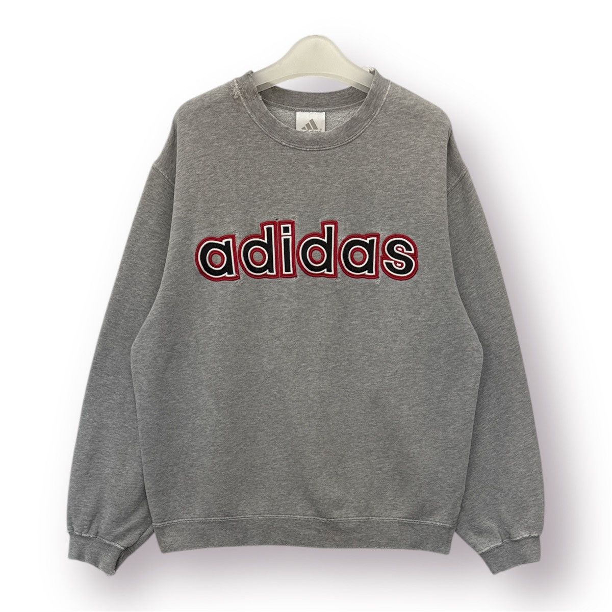 Adidas 🔥Vtg 90's Adidas Distressed Spellout Logo Baggy Sweatshirt Size US M / EU 48-50 / 2 - 1 Thumbnail