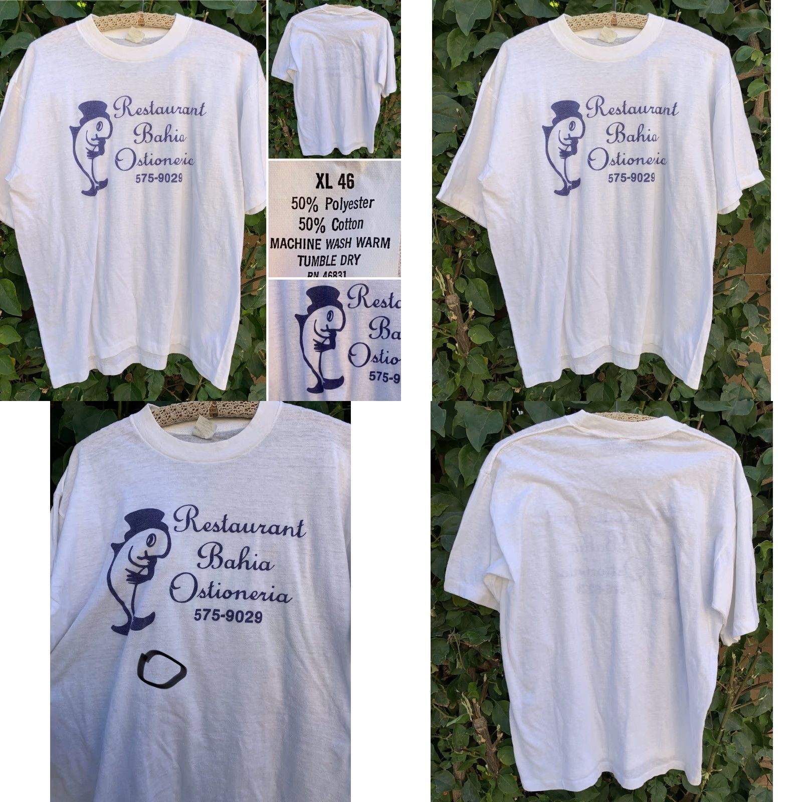 Vintage VINTAGE Signal T-Shirt Mens Short Sleeve White 46 XL RN 46831 Restaurant Bahia Ostioneria Fish Single Stitch Size US XL / EU 56 / 4 - 10 Thumbnail