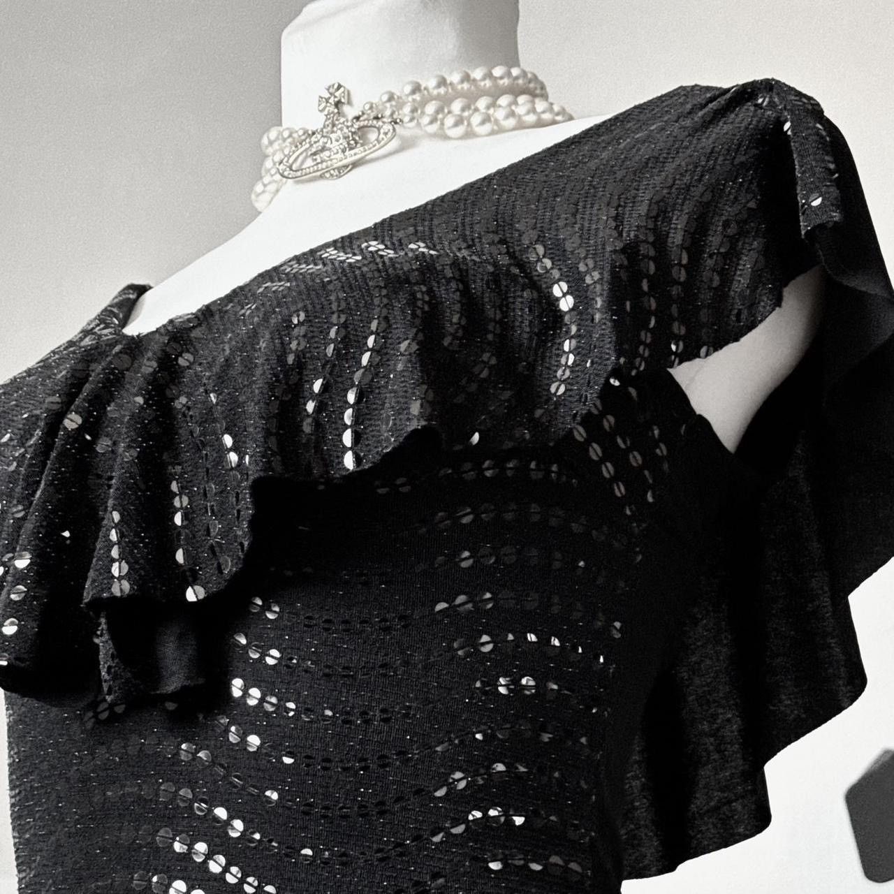 Vintage Unique gothic avant-garde blouse embroidered sequins drapery Size S / US 4 / IT 40 - 4 Thumbnail