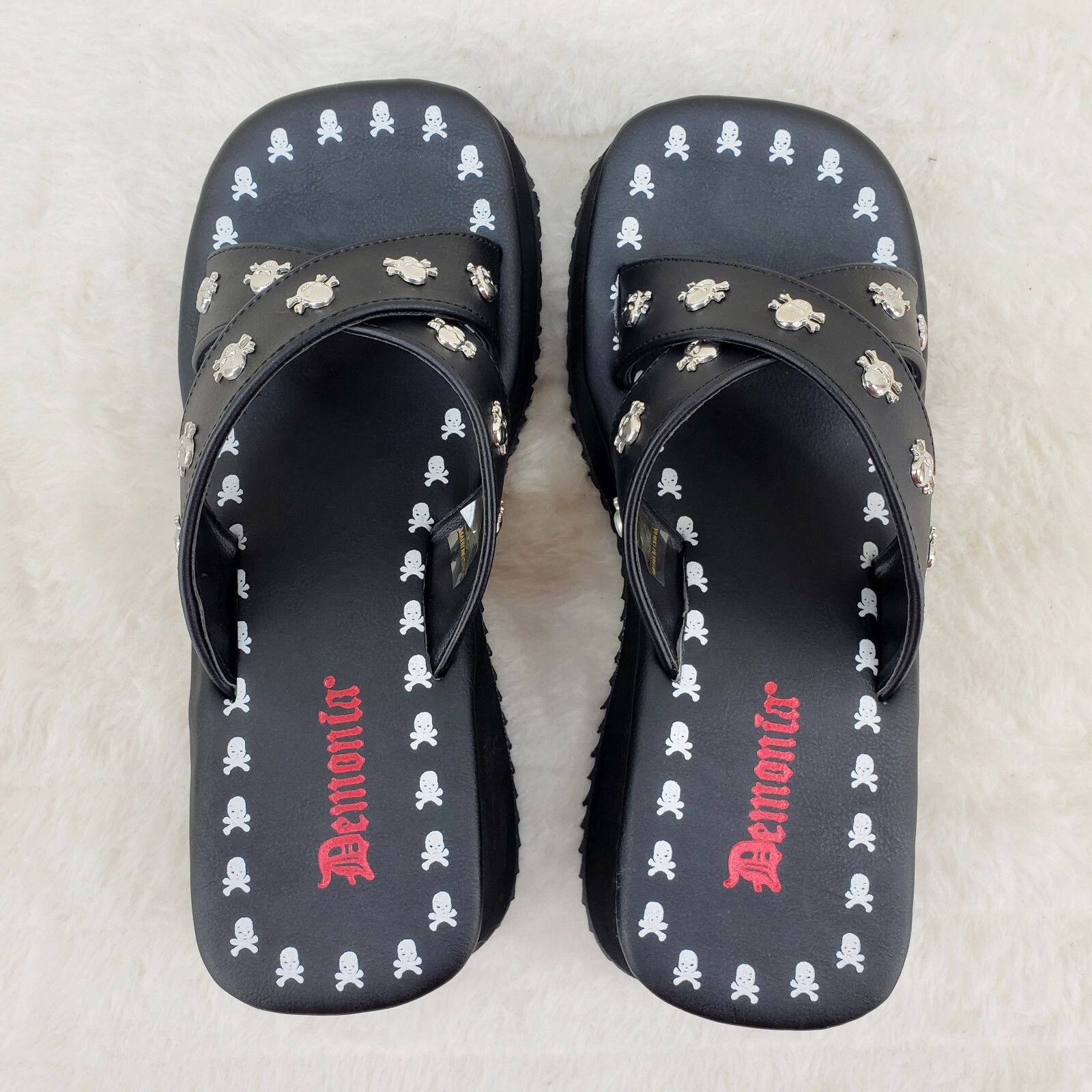 Demonia Cult DEMONIA Flip Demonia Goth Slip On Sandals With Skull Studs N Size US 11 / IT 41 - 3 Thumbnail