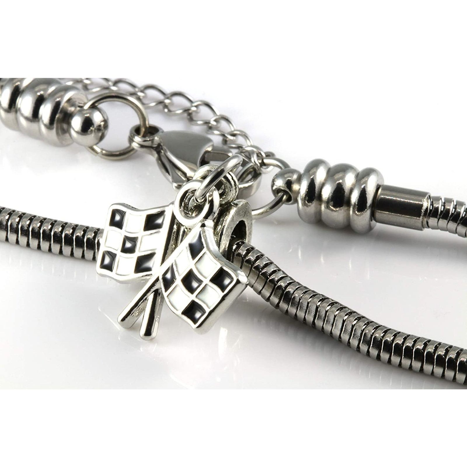 & Other Stories Racing Bracelet - Checkered Flag Stainless Steel Bracelet Size ONE SIZE - 2 Thumbnail