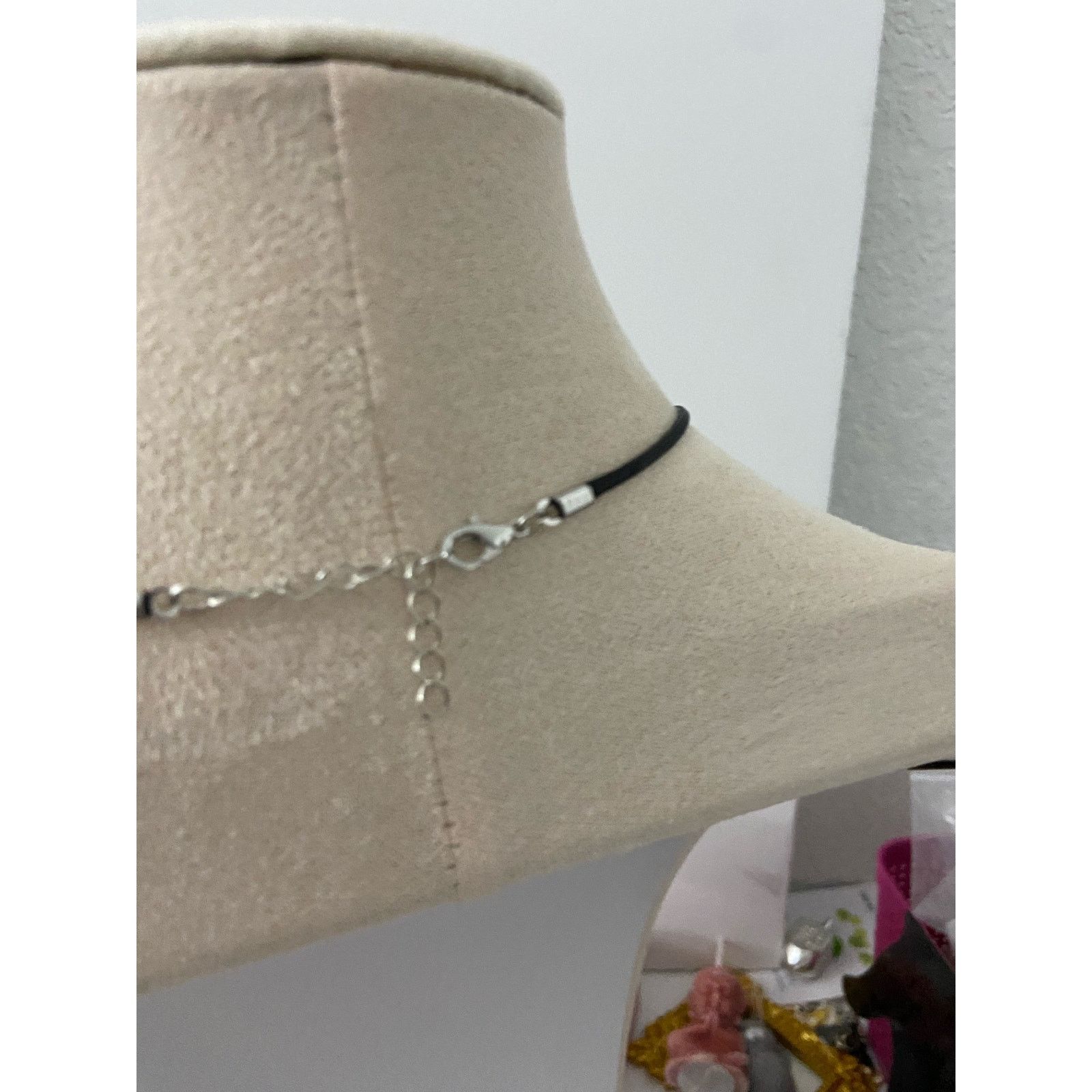 Handmade Upcycled white polka dot pendant necklace Size ONE SIZE - 3 Thumbnail