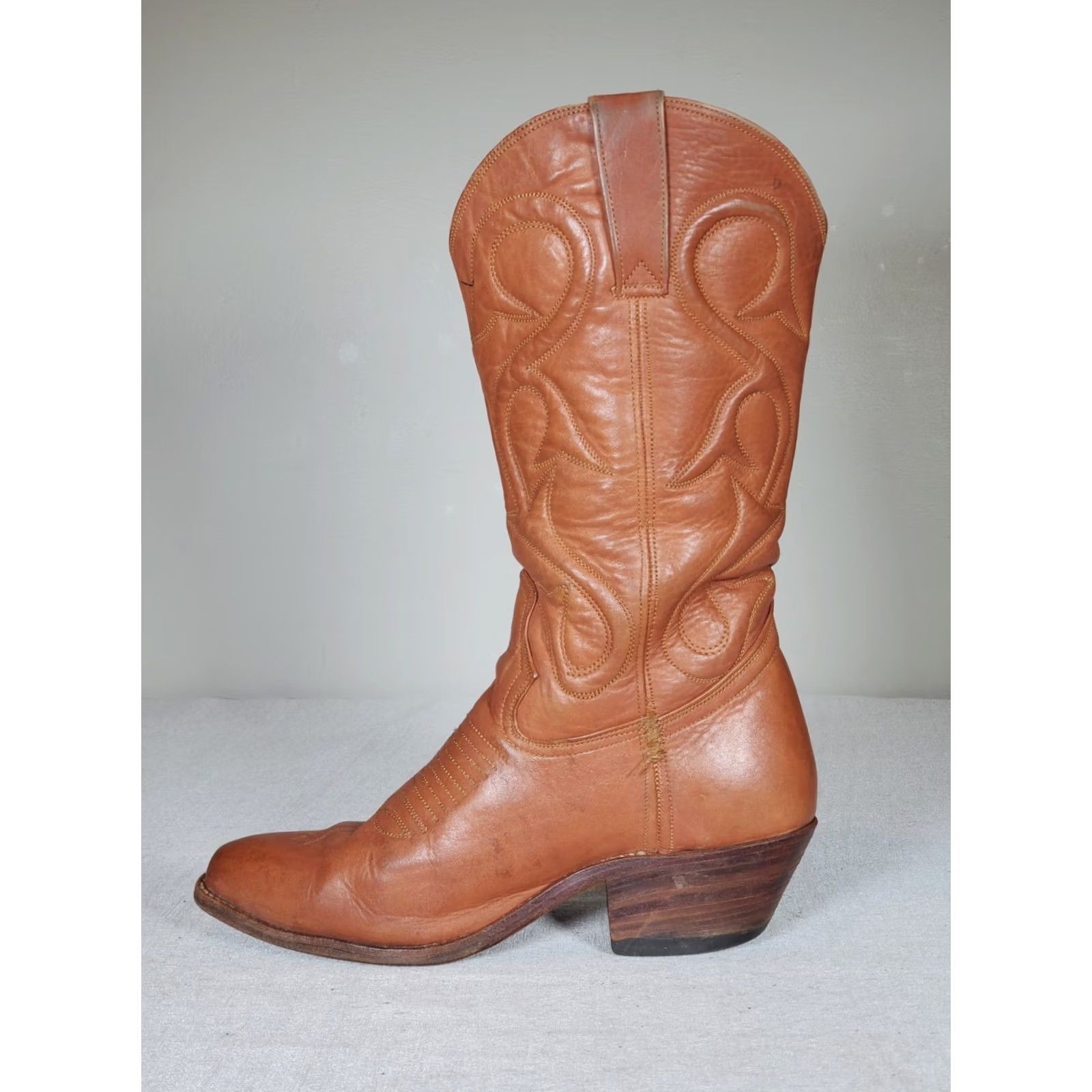Vintage VTG Light Brown Leather Western Cowgirl Boots Embroidered Women's US 6* Dress/Boots Casual Western, Cowgirl, Ranch Mens Womens Girls Boys Size US 6 / IT 36 - 3 Thumbnail