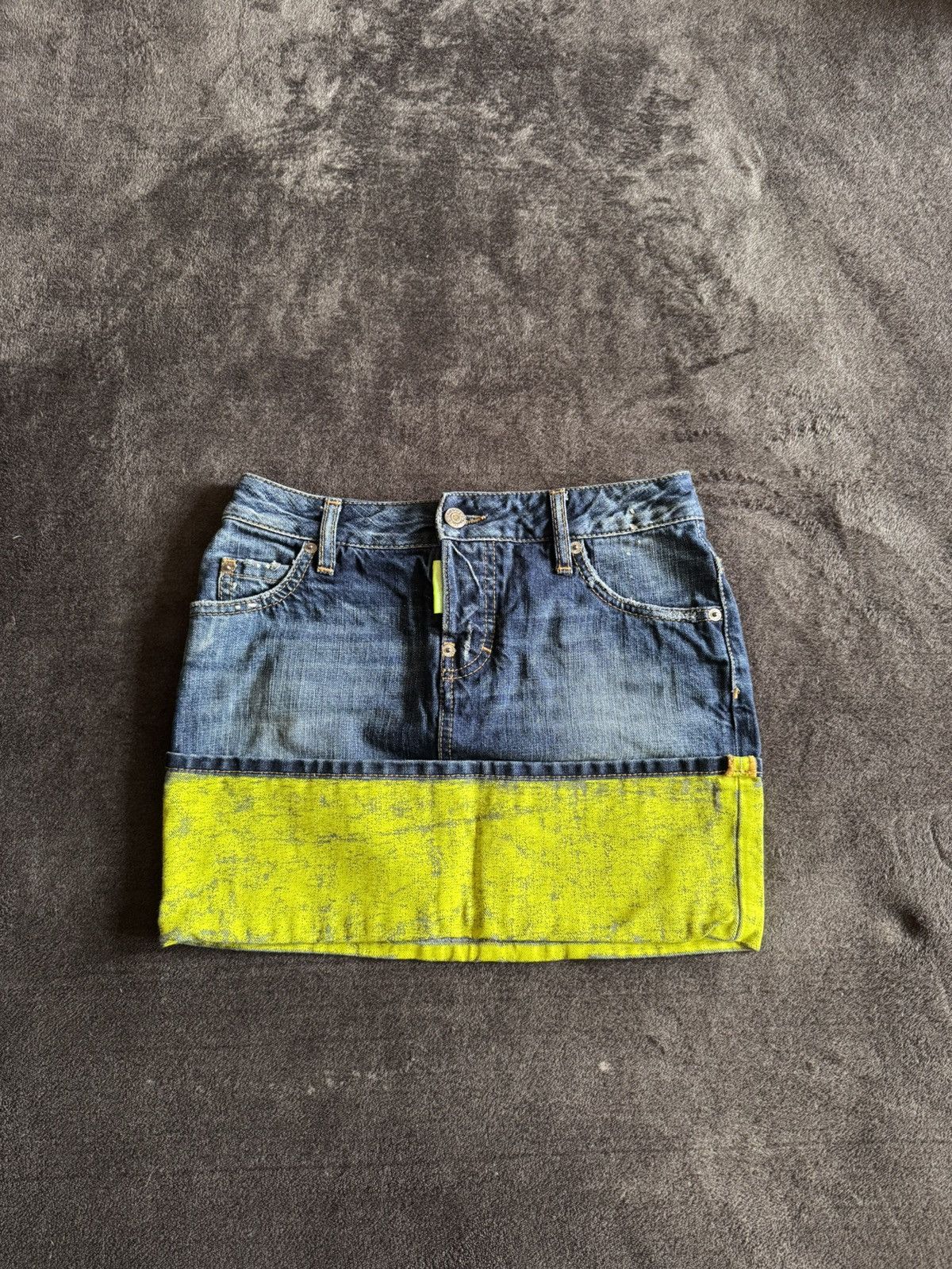 Dsquared2 Dsquared2 vintage denim mini skirt green painted rare Size 36" / US 14 / IT 50 - 1 Thumbnail