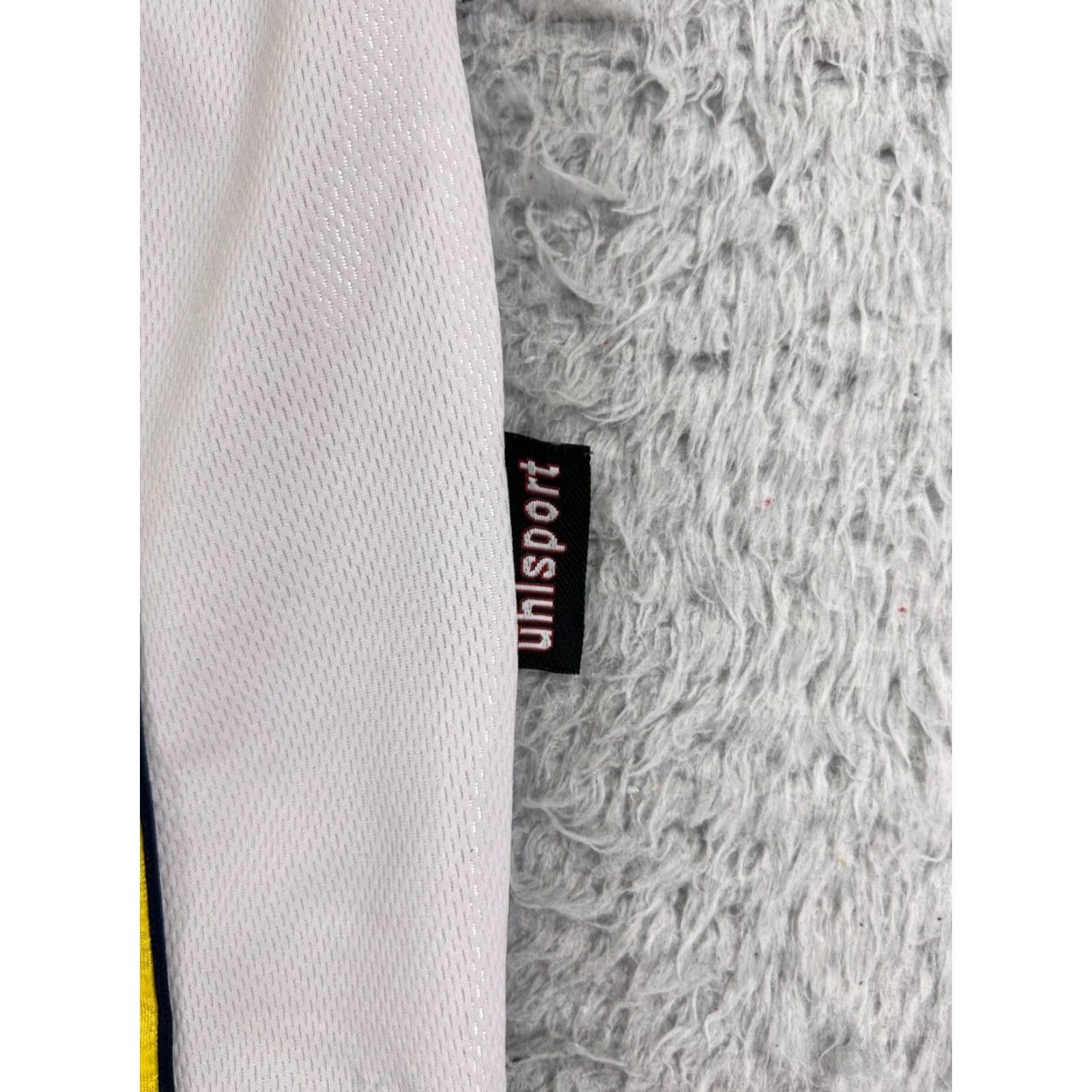 Vintage Uhlsport Jersey Mens Medium Yellow White Collar Soccer Futbol Polyester Shirt Mens M Yellow Logo Outdoor Football Soccer Size US M / EU 48-50 / 2 - 7 Thumbnail