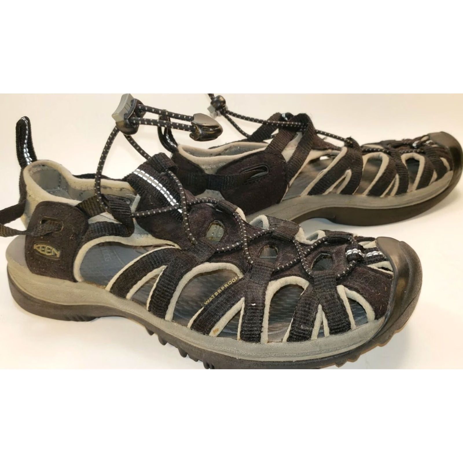 KEEN Keen Whisper Sandals Women's 7.5M 38EU Black Outdoor Sport Sandals Cushioned Arch Support Elastic Laces Toggle Takeup Size US 8 / IT 38 - 4 Thumbnail