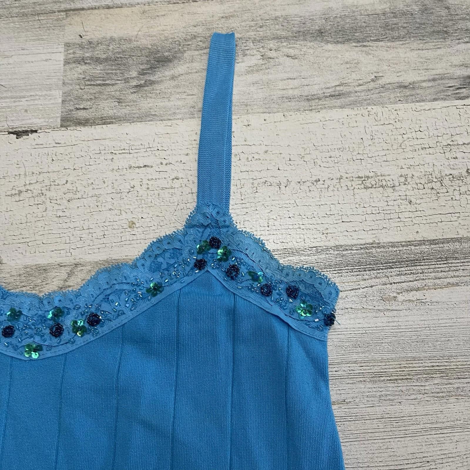 Designer Blue Items Fairy Y2K lace floral bead tank Large Size L / US 10 / IT 46 - 5 Thumbnail