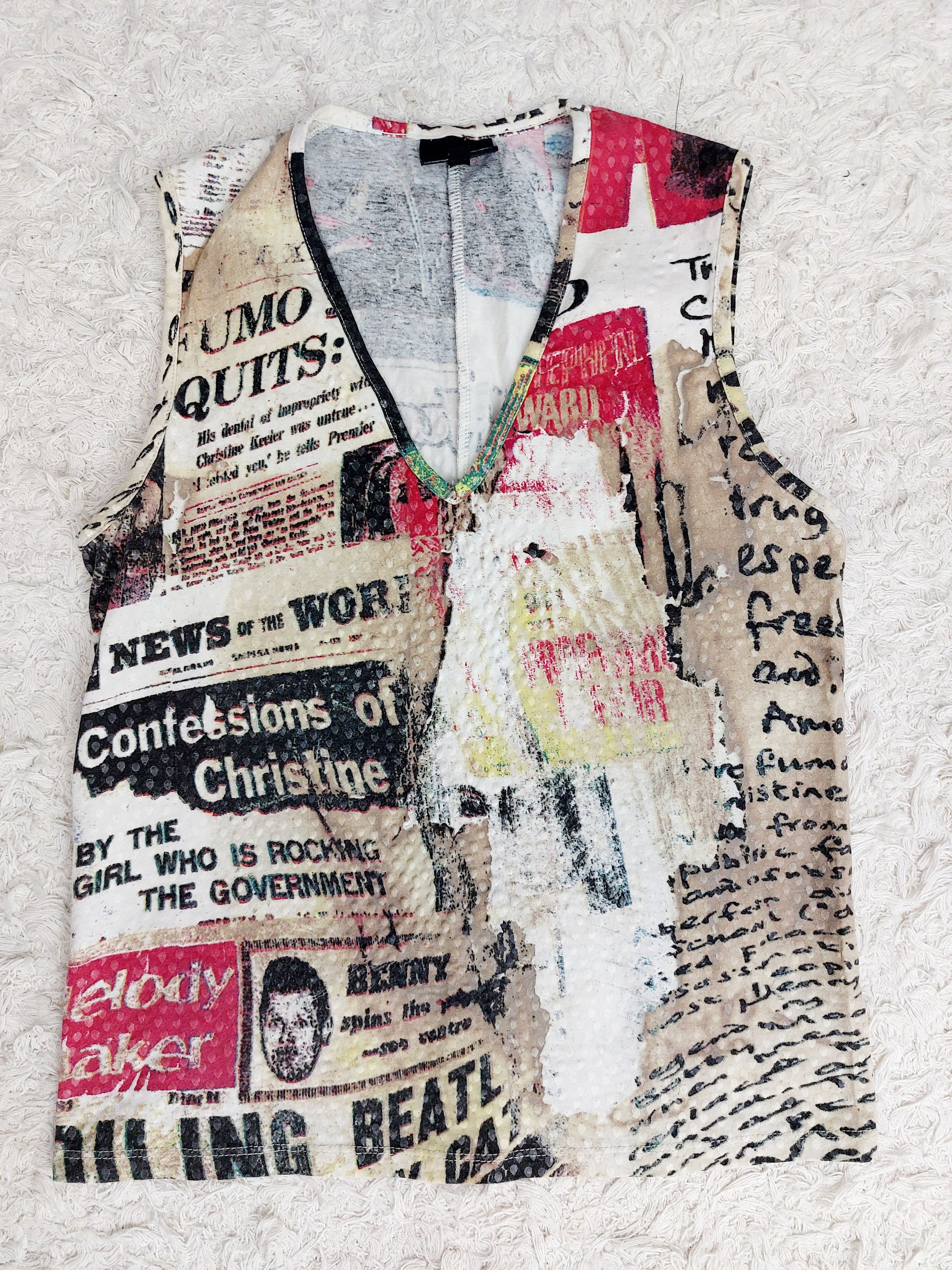 Roberto Cavalli Roberto Cavalli Newspaper Gazette Galliano Stamp Top Size S / US 4 / IT 40 - 1 Thumbnail
