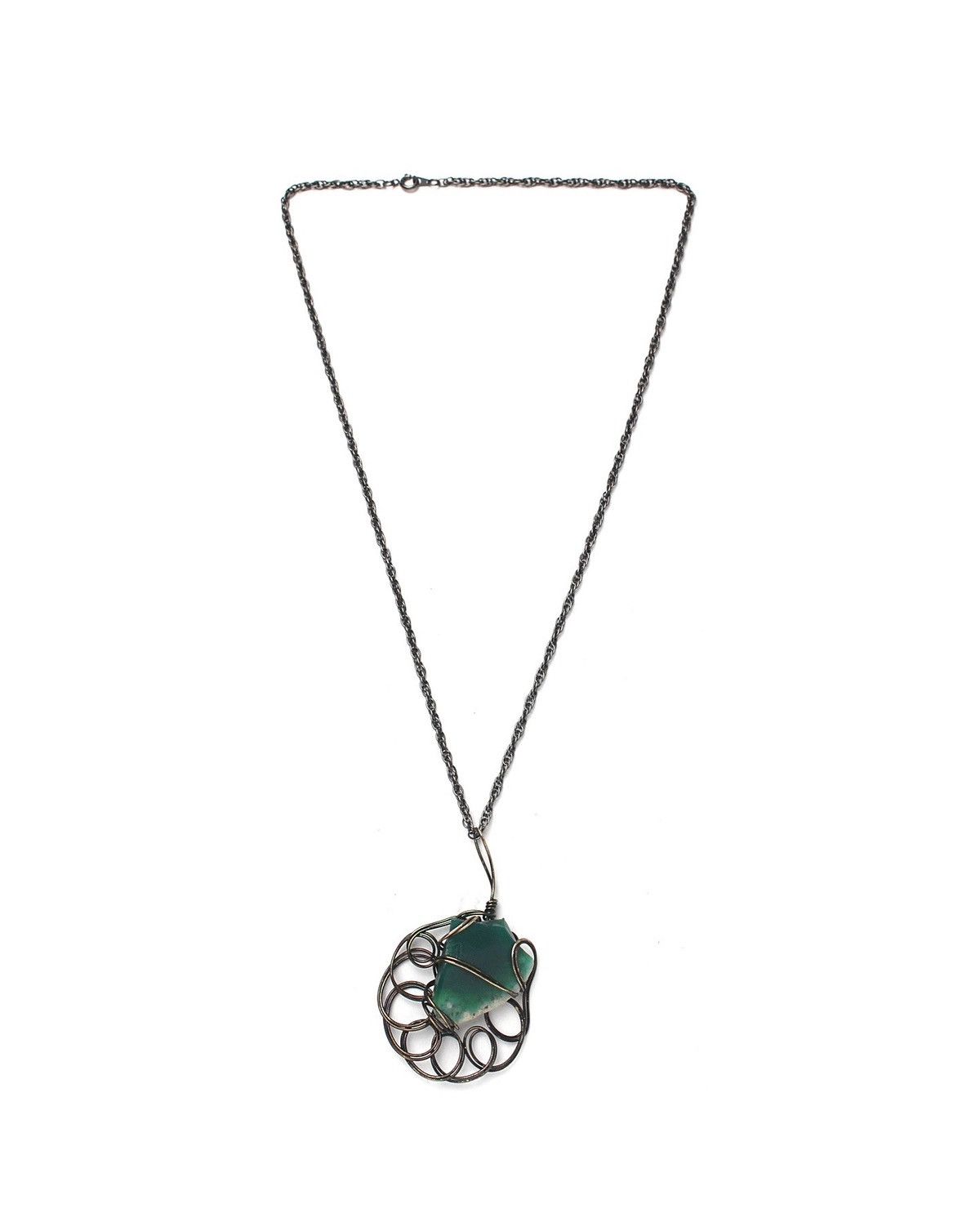 If Six Was Nine 1990S JAPANESE HANDCRAFTED GREEN STONE PENDANT NECKLACE Size ONE SIZE - 3 Thumbnail