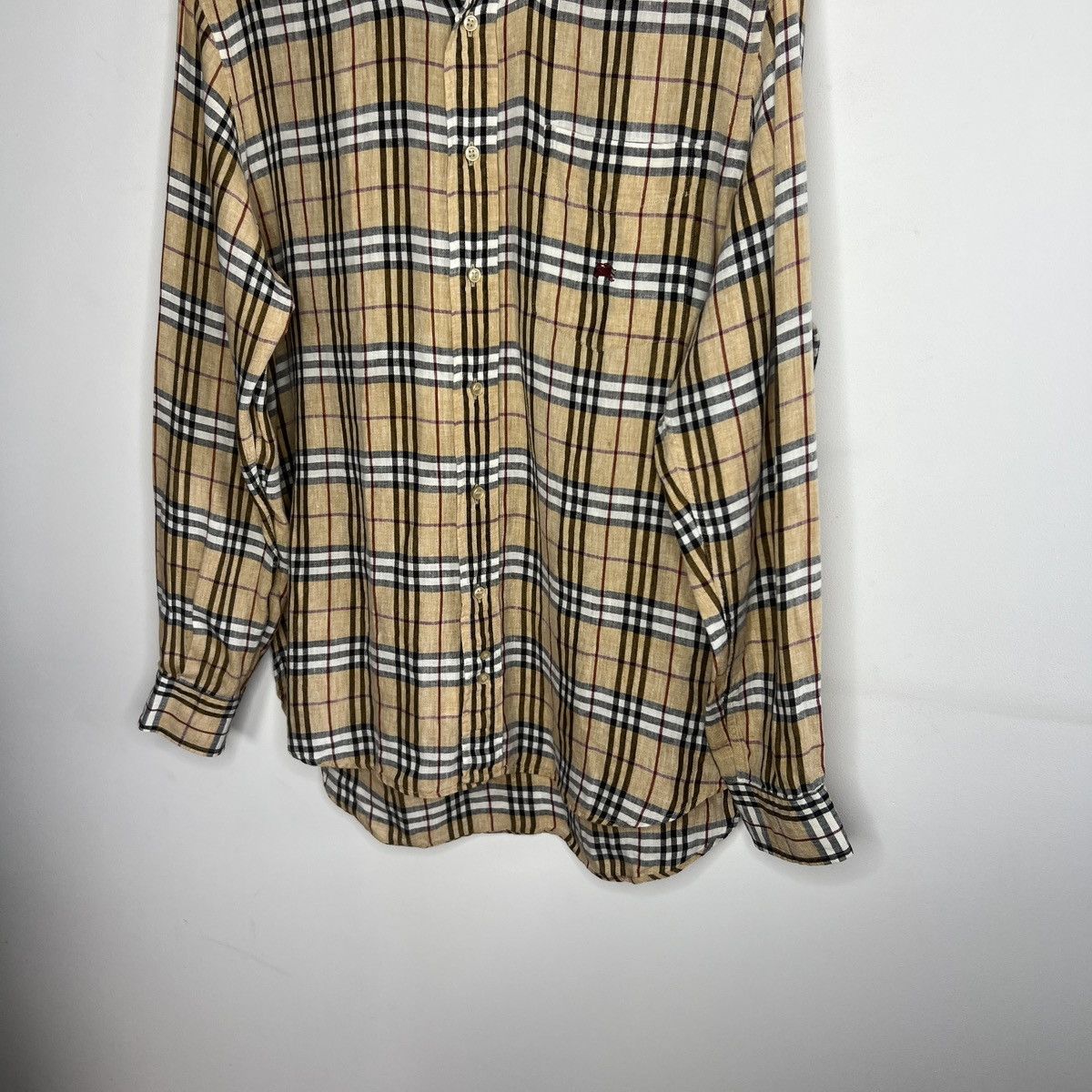 Burberry Burberry Linen Nova Check Shirt Button Up Beige Size US L / EU 52-54 / 3 - 2 Thumbnail