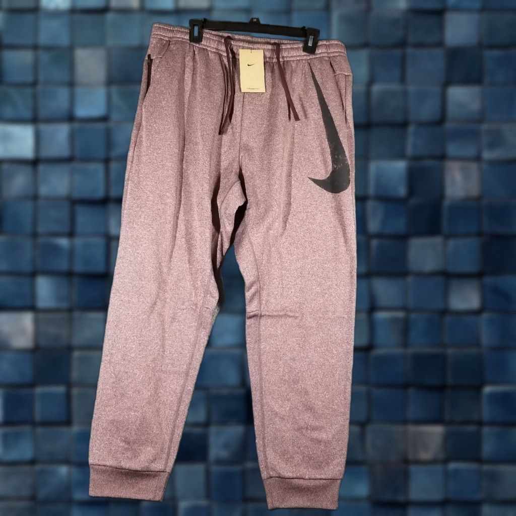 Nike Nike Therma-FIT Jogger Pants Large Mens Burgundy Black Fleece Tapered FZ1074-652 Size US 33 - 1 Thumbnail