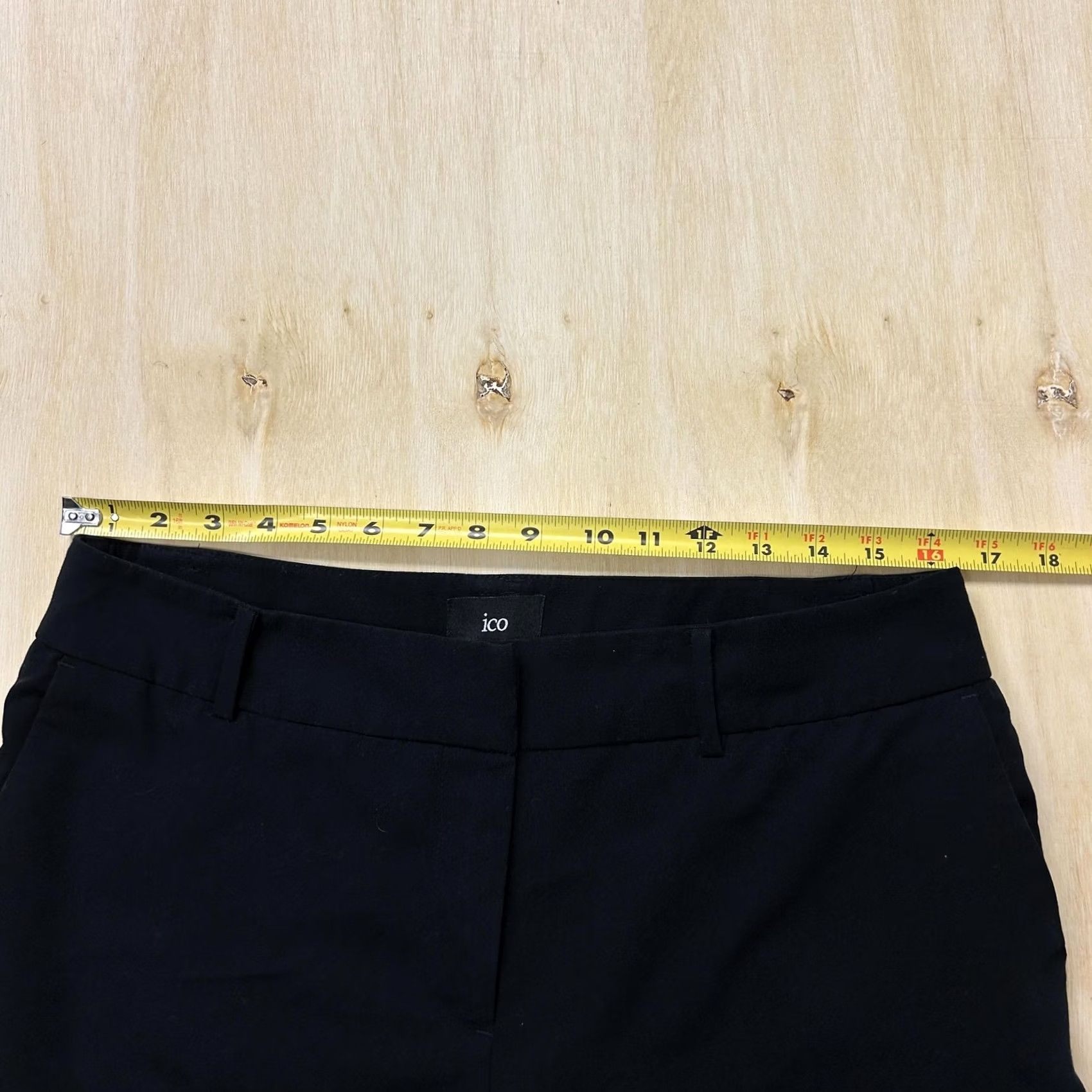Vintage VINTAGE? No. Ico Dress Pants Womens 10 Black Straight Leg Flat Front Stretch Career Work Size 32" / US 10 / IT 46 - 5 Thumbnail