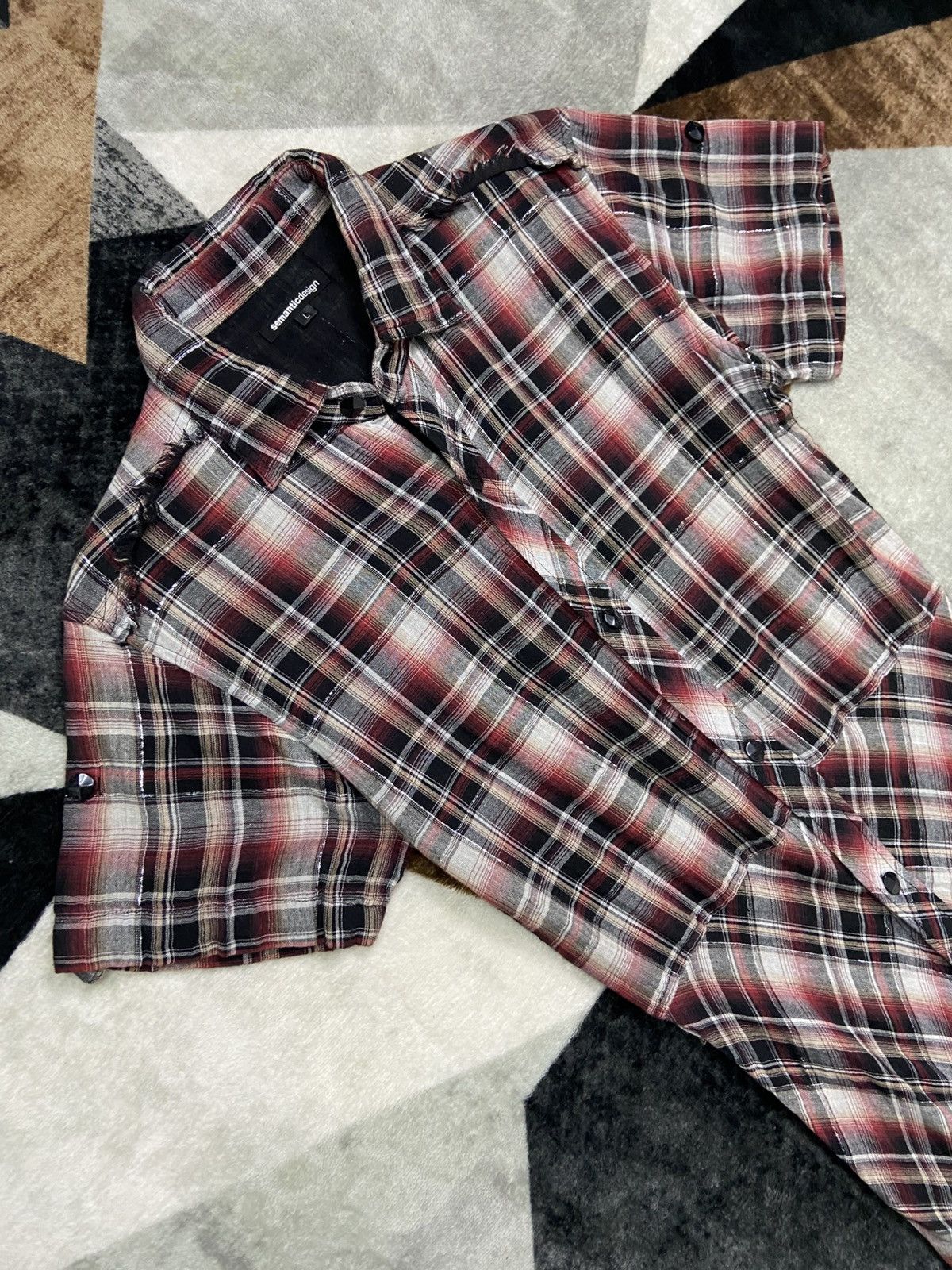 semanticdesign 2000s Semanticdesign Shadowplaid Grunge Dress Shirts Size L / US 10 / IT 46 - 3 Thumbnail