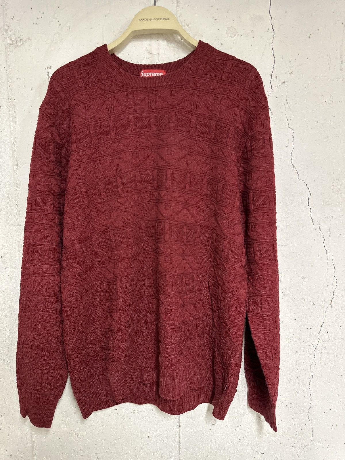 Supreme Supreme Jacquard Knit Sweater Burgundy Large Size US L / EU 52-54 / 3 - 2 Thumbnail