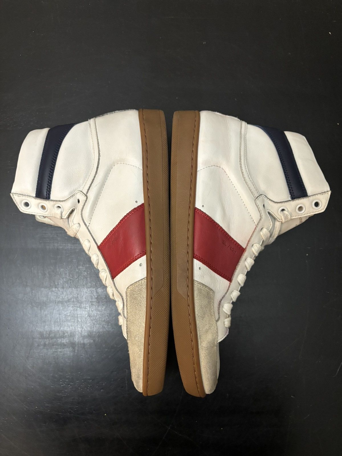 Saint Laurent Paris Saint Laurent Paris SL-10H Leather Sneakers White Red Gum Size US 7 / EU 40 - 4 Thumbnail