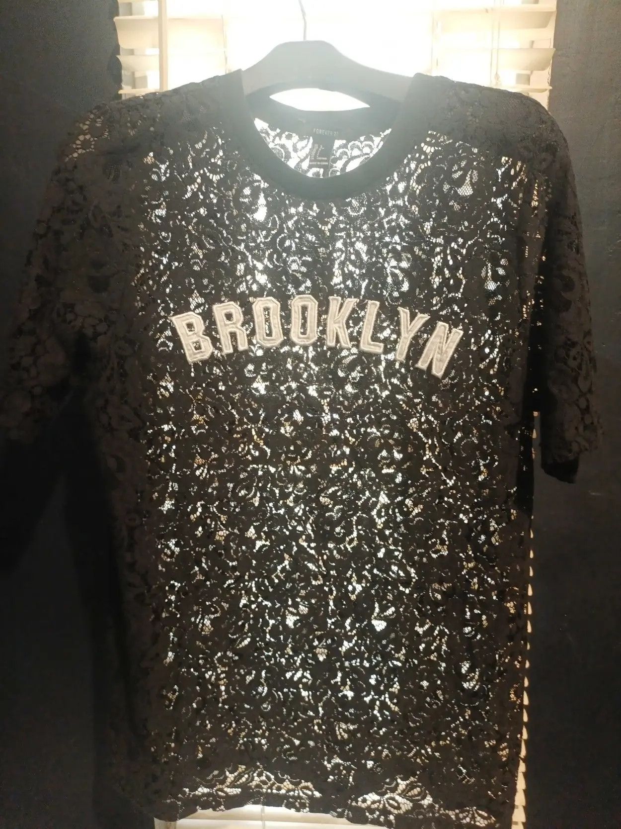 Forever 21 × Japanese Brand Black Lace/Black brocade Brooklyn Short Sleeve Size US L / EU 52-54 / 3 - 14 Thumbnail