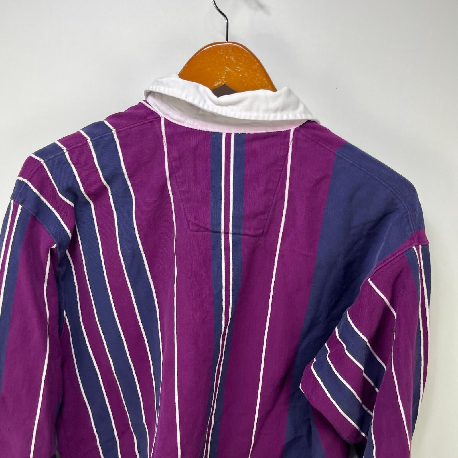 Vintage Vintage 90s Purple Stripe Rugby Polo Shirt Medium Size US M / EU 48-50 / 2 - 8 Thumbnail