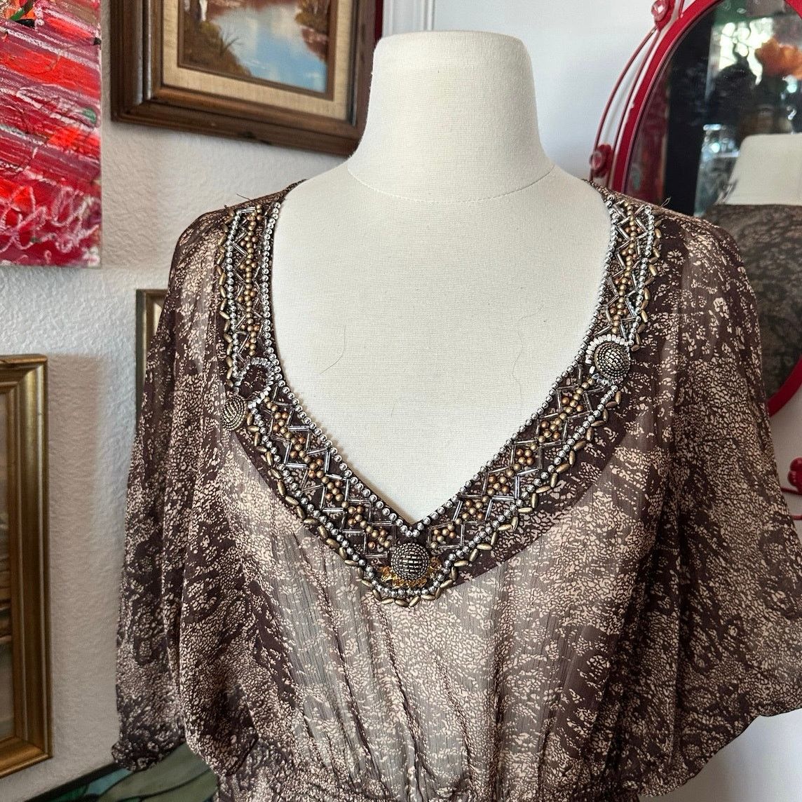 Wrangler wrangler sheer swimsuit cover short sleeve blouse paisley Size L / US 10 / IT 46 - 2 Thumbnail