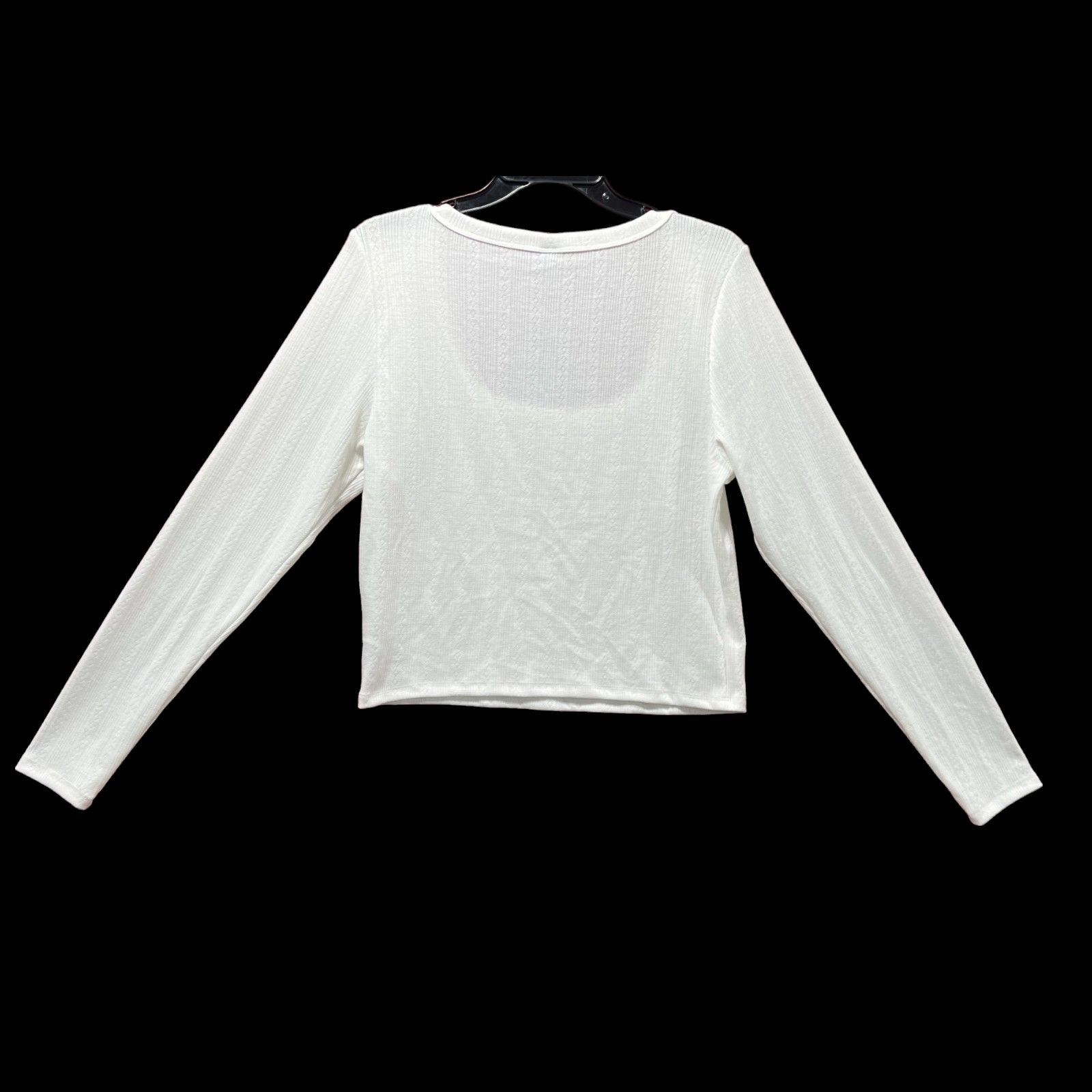 Other Wild Fable - Women's Long Sleeve Square Neck Pointelle T-Shi Size XL / US 12-14 / IT 48-50 - 3 Thumbnail
