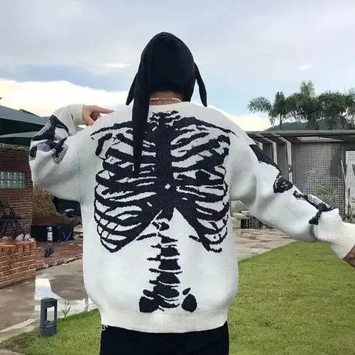 Oversized Skeleton Bone Printed Knitted Sweaters