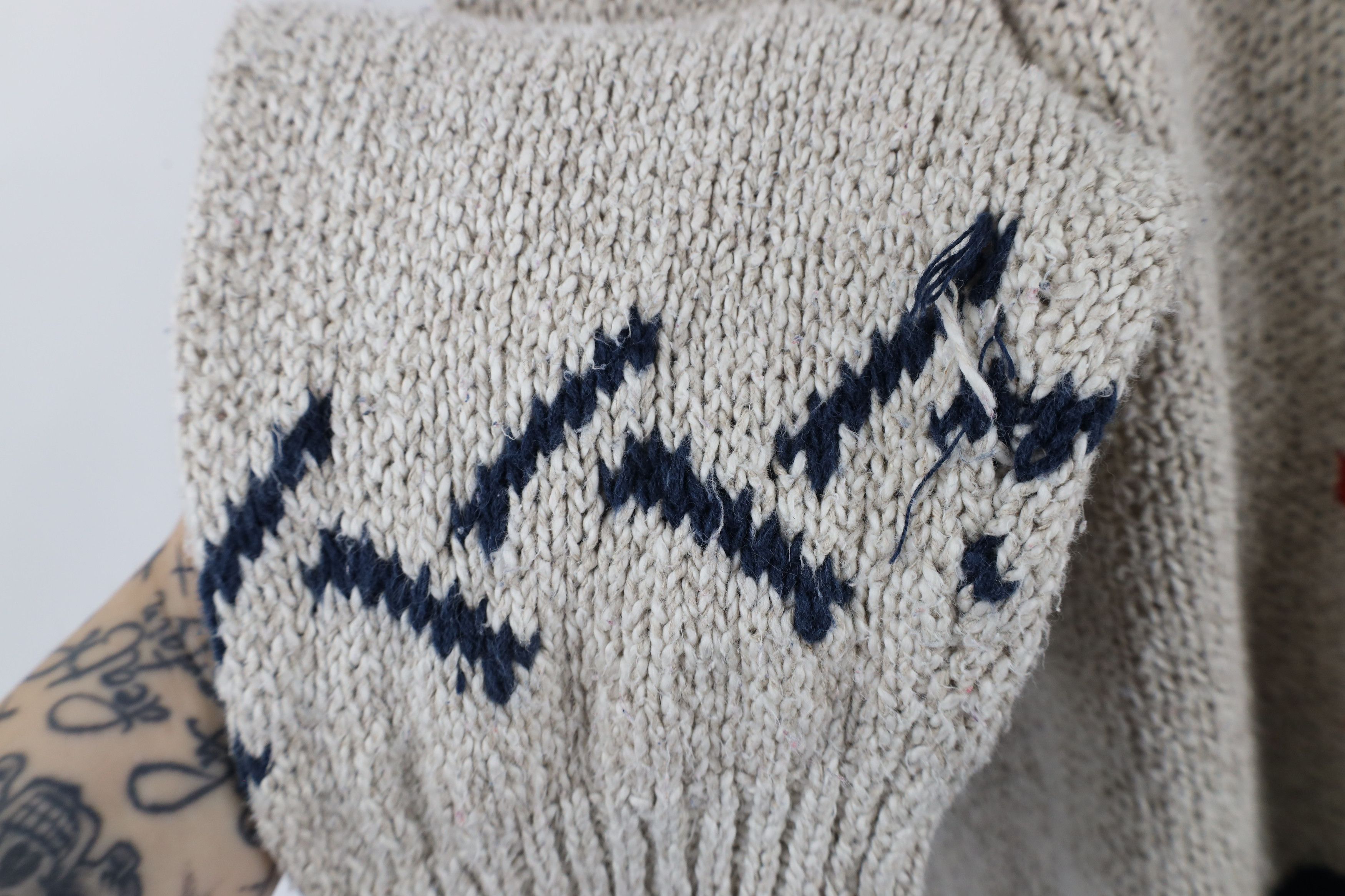 Vintage Vintage 90s Streetwear Blend Hand Knit Tree Skiing Sweater Size XXL / US 16-18 / IT 52-54 - 7 Thumbnail