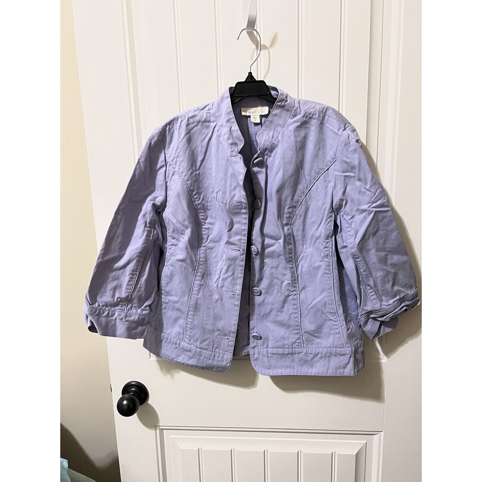 Coldwater Creek Violet Mandarin collar 3/4 Sleeve Button up Jacket Sz 12 Size L / US 10 / IT 46 - 2 Thumbnail