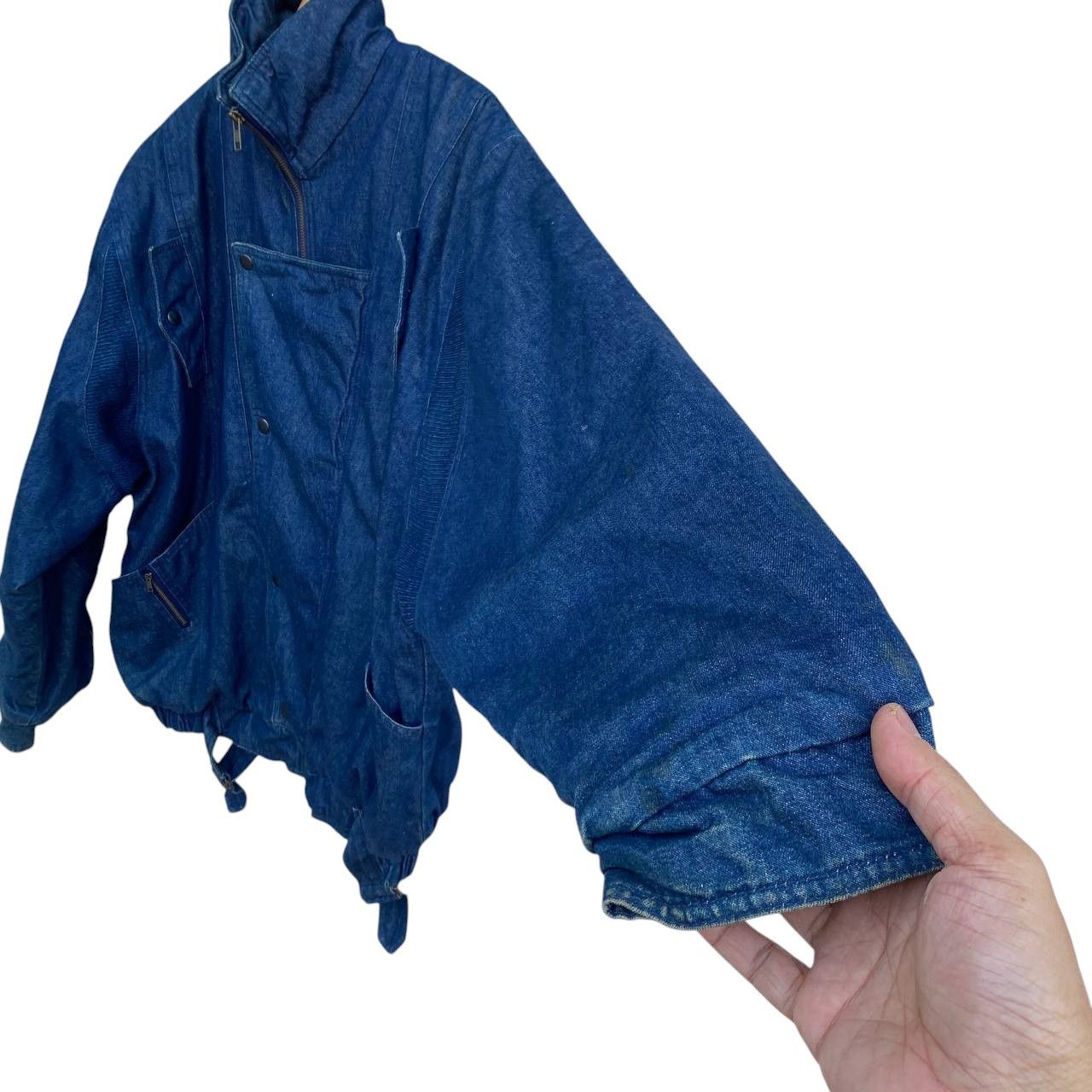 Vintage Vintage 90s Asymmetric Denim Bomber Jacket Like Issey Miyake Size US L / EU 52-54 / 3 - 7 Thumbnail