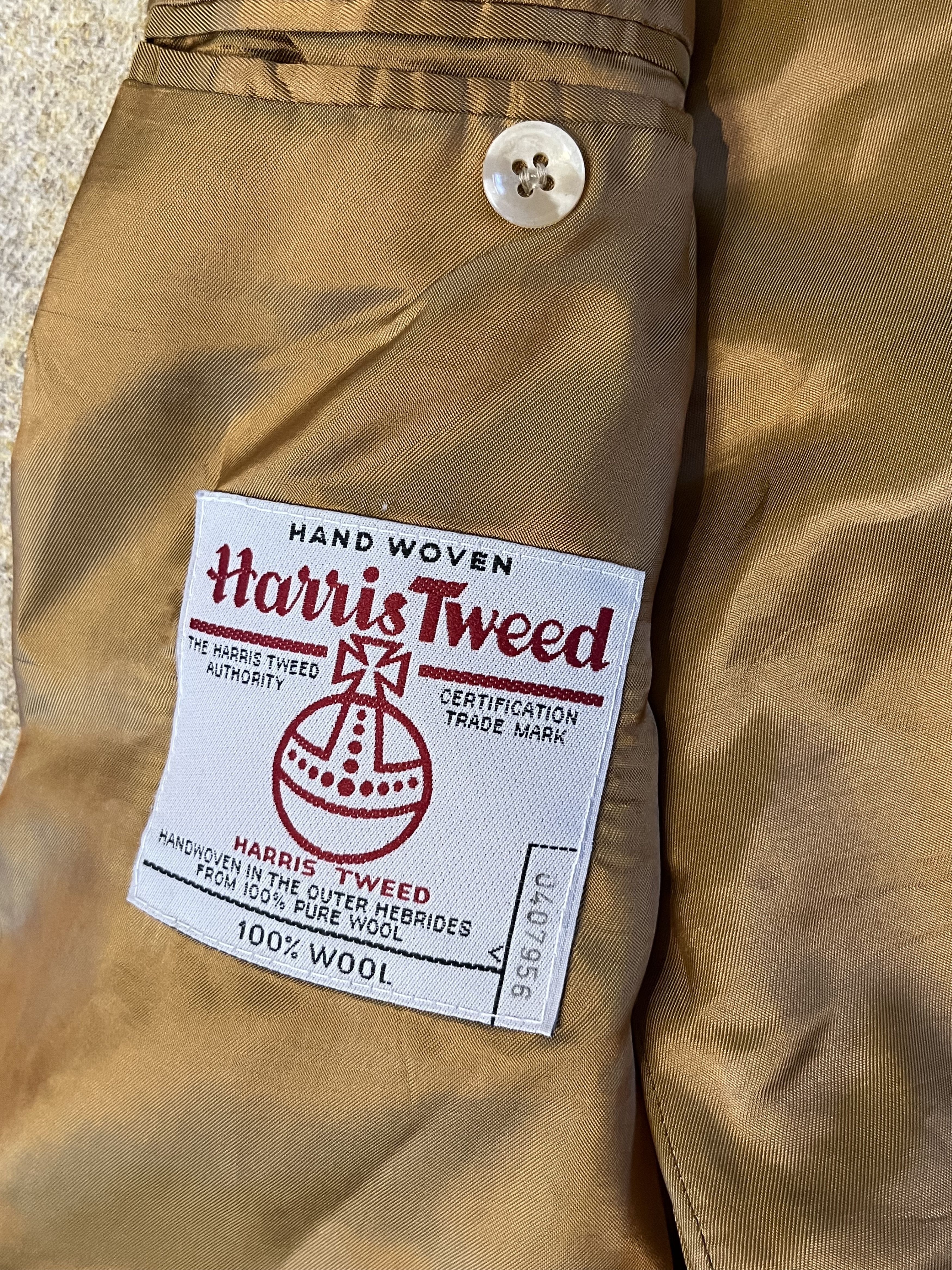 Harris Tweed × Vintage Vintage 90s Harris Tweed Sand Beige Wool Jacket Old Money Size US M / EU 48-50 / 2 - 7 Thumbnail