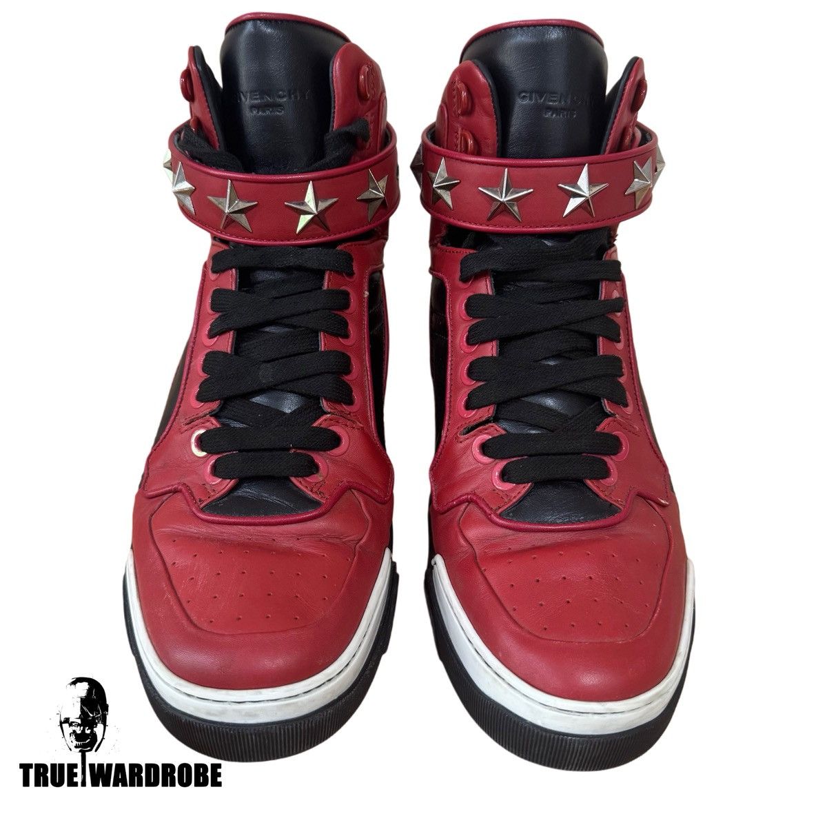 Givenchy Givenchy Tyson Red Star Leather High Top Sneakers Size US 10 / EU 43 - 2 Thumbnail