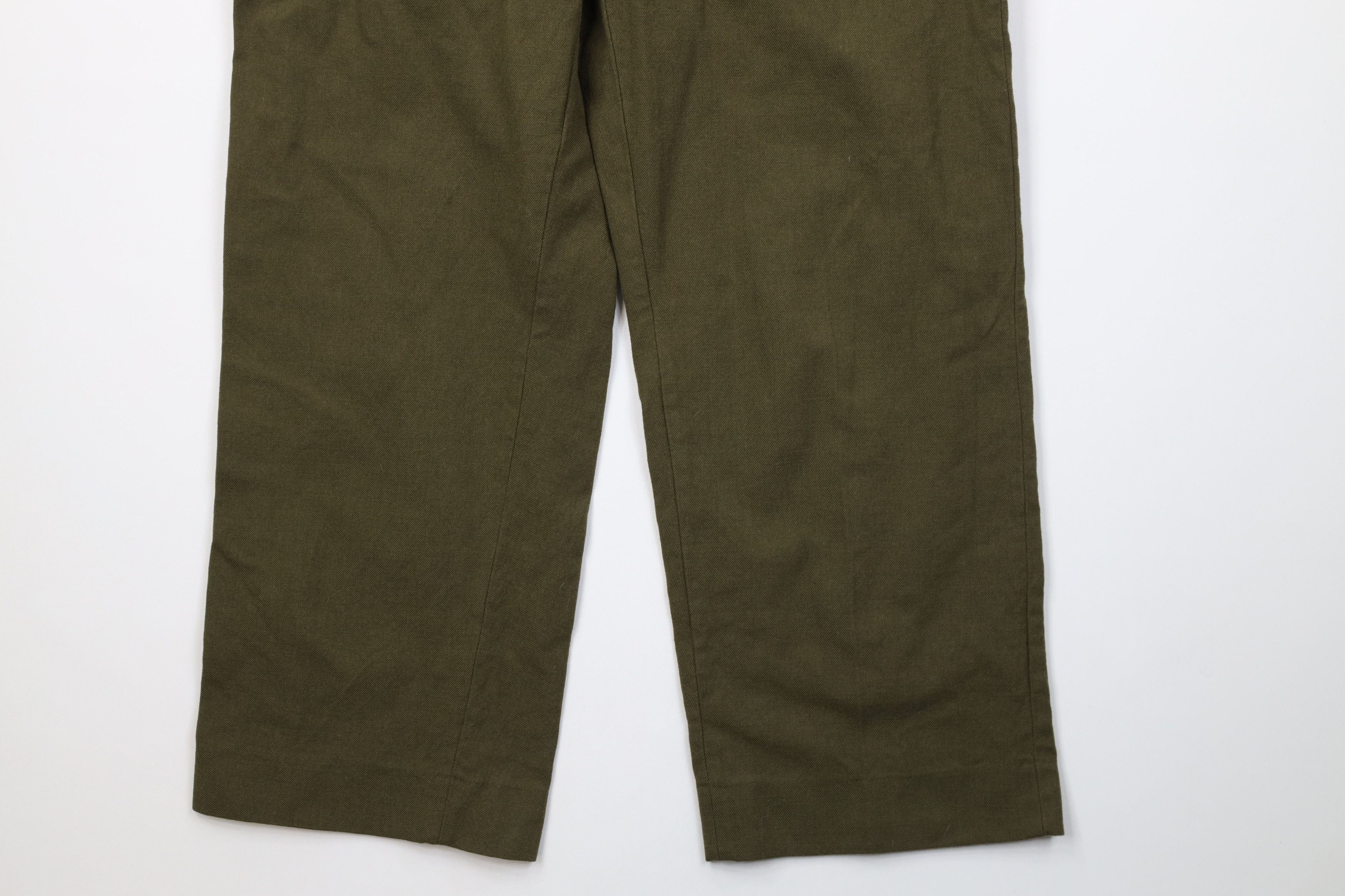 Vintage Vintage 50s Korean War Wool Wide Leg Trousers Pants Green Size US 30 / EU 46 - 4 Thumbnail