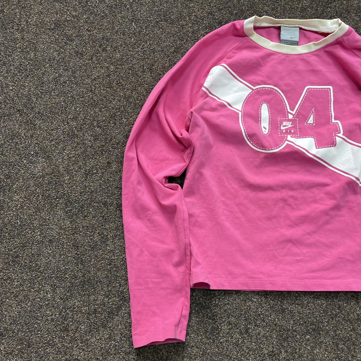 Vintage Vintage Y2K Pink Graphic Cropped Long Sleeve Tee Streetwear Size S / US 4 / IT 40 - 2 Thumbnail