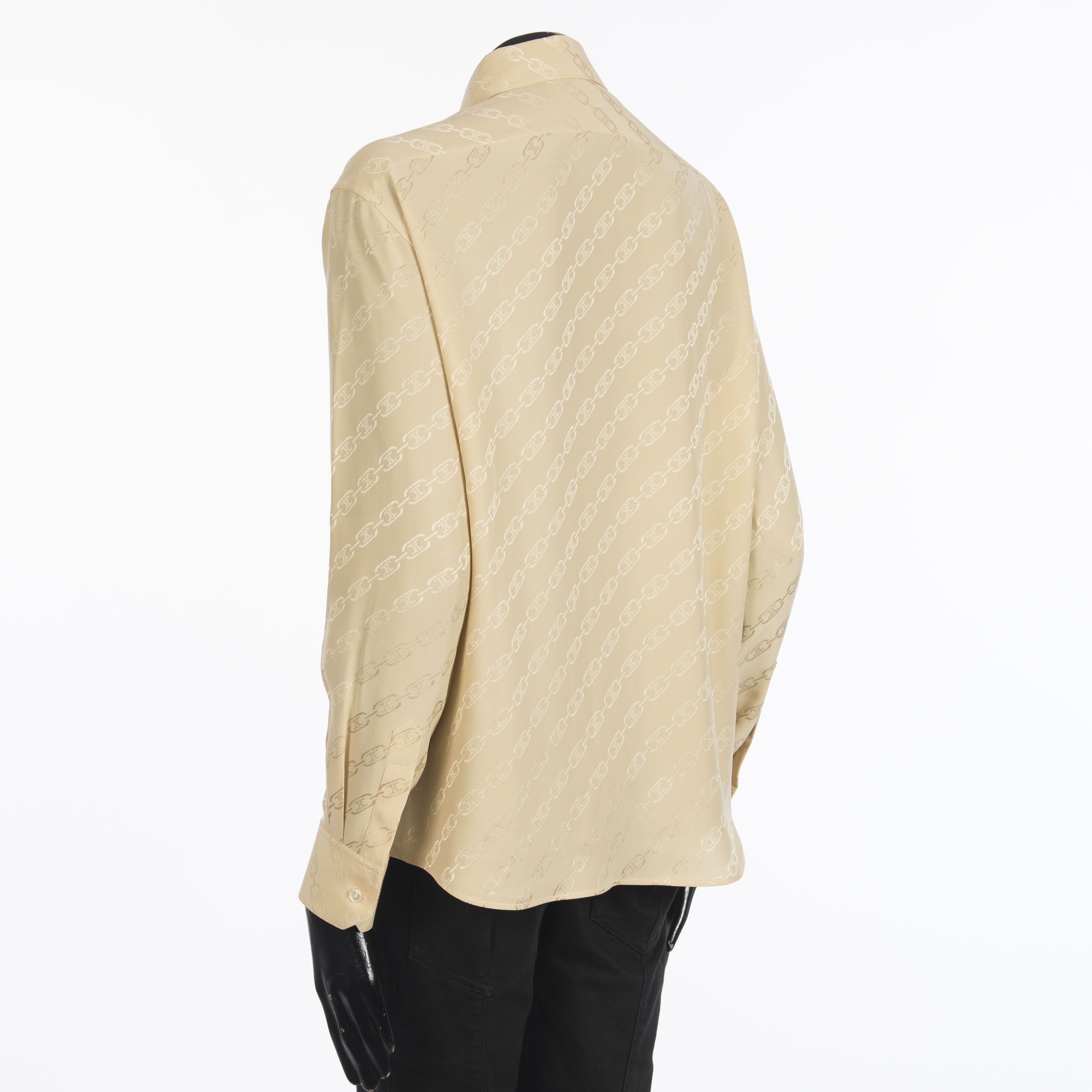 Celine Blouse In Beige Silk " Triomphe Chain" Jacquard Size M / US 6-8 / IT 42-44 - 4 Thumbnail