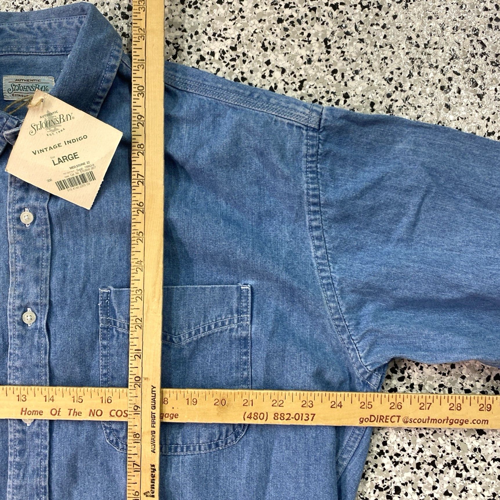 Vintage VINTAGE St Johns Bay Denim Shirt Mens L 90s Western Rockabilly Biker Blue Indigo Workwear New NWT Size US L / EU 52-54 / 3 - 3 Thumbnail