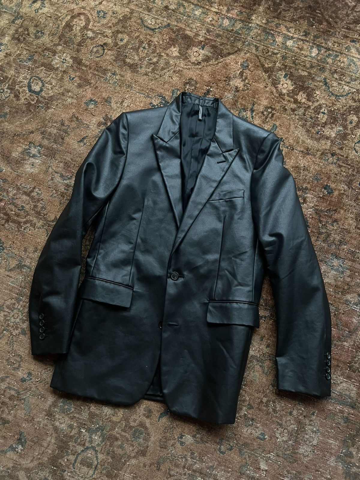 Dior Dior Homme SS04 Strip Waxed Blazer Size 48S - 1 Thumbnail