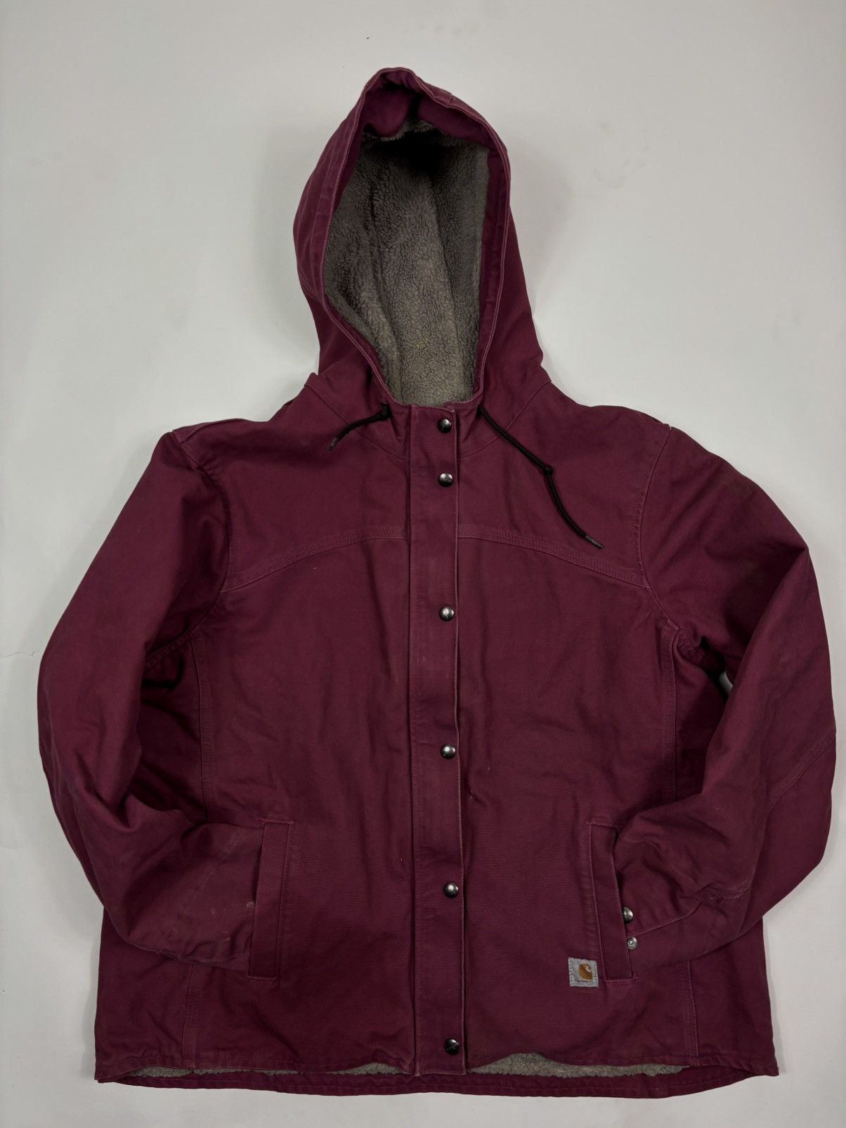 Carhartt Vintage 1990s Carhartt Berkley Hooded Sherpa Jacket – Wine Size US XL / EU 56 / 4 - 2 Thumbnail