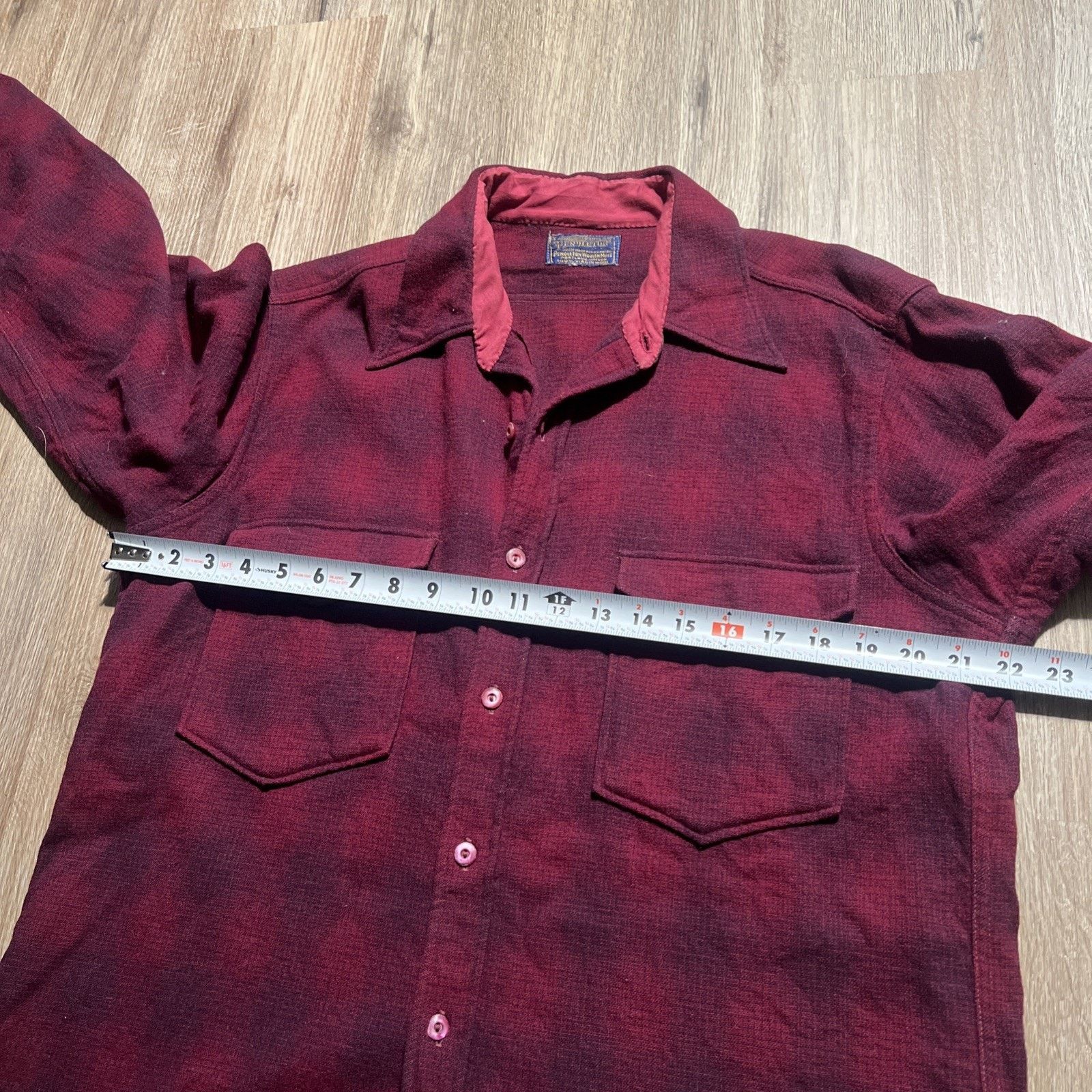 Pendleton Vintage 1920s Pendleton Shadow Plaid Wool Flannel Shirt Size US L / EU 52-54 / 3 - 19 Thumbnail