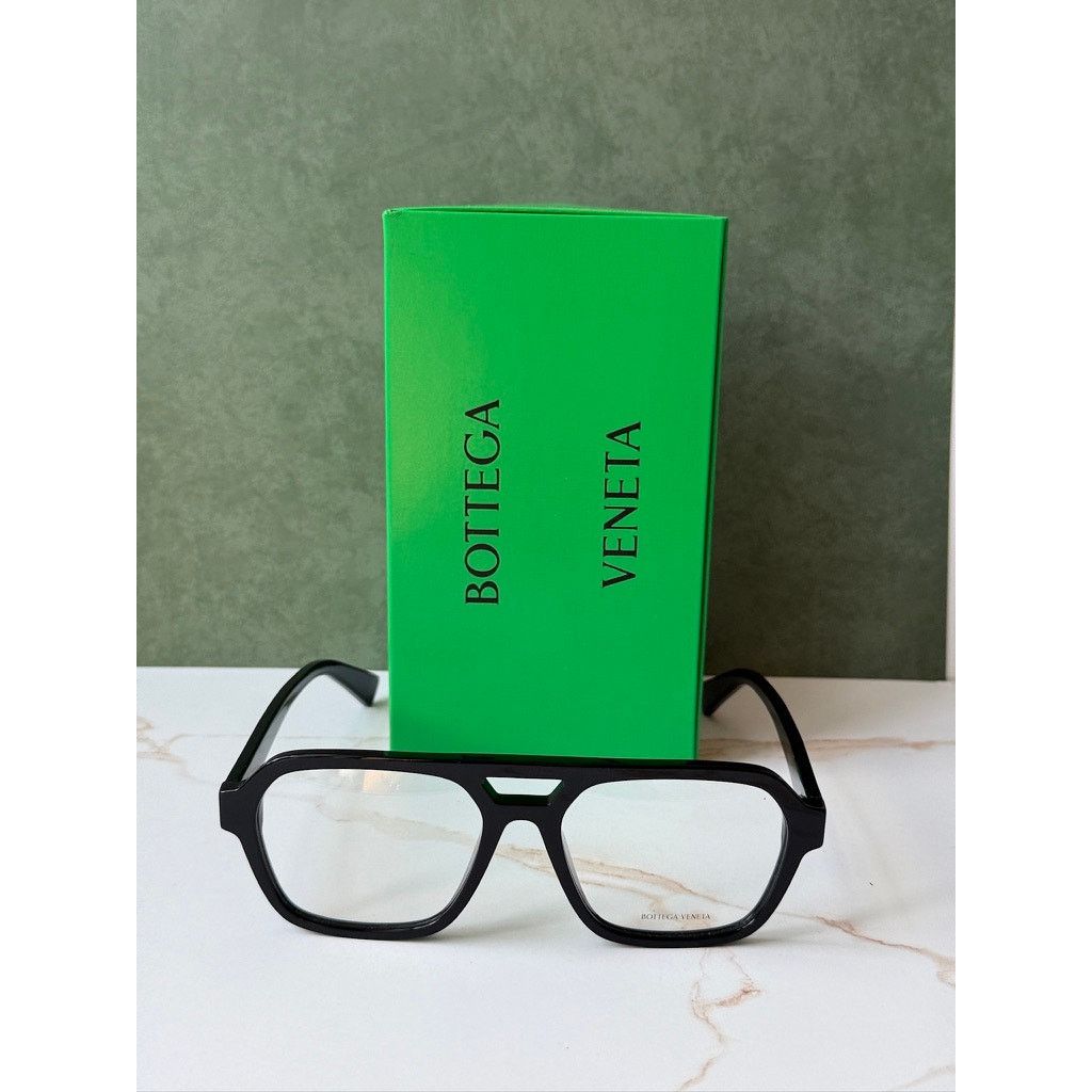 Bottega Veneta NEW Bottega Veneta BV1336OA Black Aviator Eyeglasses Frames Size ONE SIZE - 3 Thumbnail