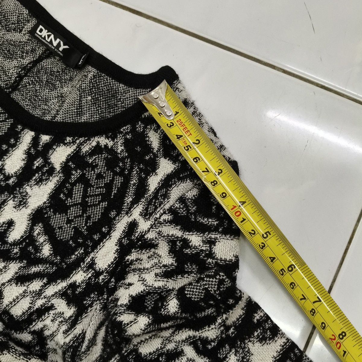 DKNY DKNY Black White Patterned Knit Long Sleeve Dress Size S / US 4 / IT 40 - 17 Thumbnail
