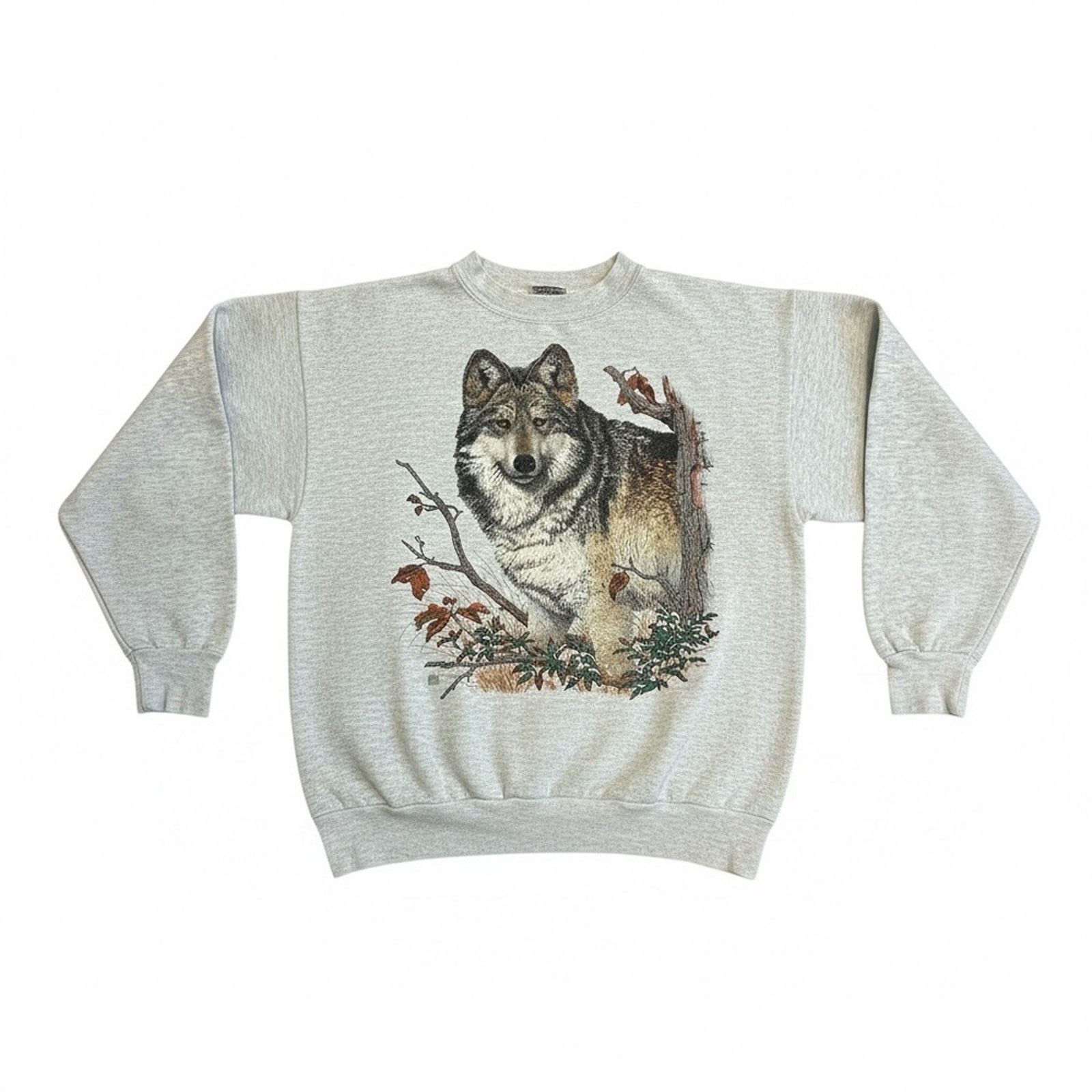 Vintage Vintage Cotton Grove Design Heather Gray Wolf Sweatshirt Size L / US 10 / IT 46 - 5 Thumbnail