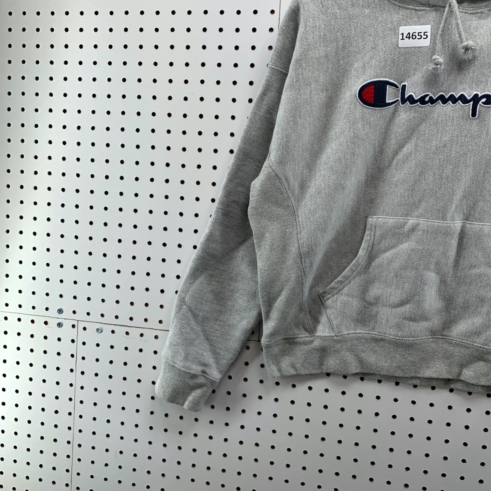 Champion Champion Reverse Weave Hoodie Women Large Gray Spellout Hooded Pullover Size L / US 10 / IT 46 - 7 Thumbnail