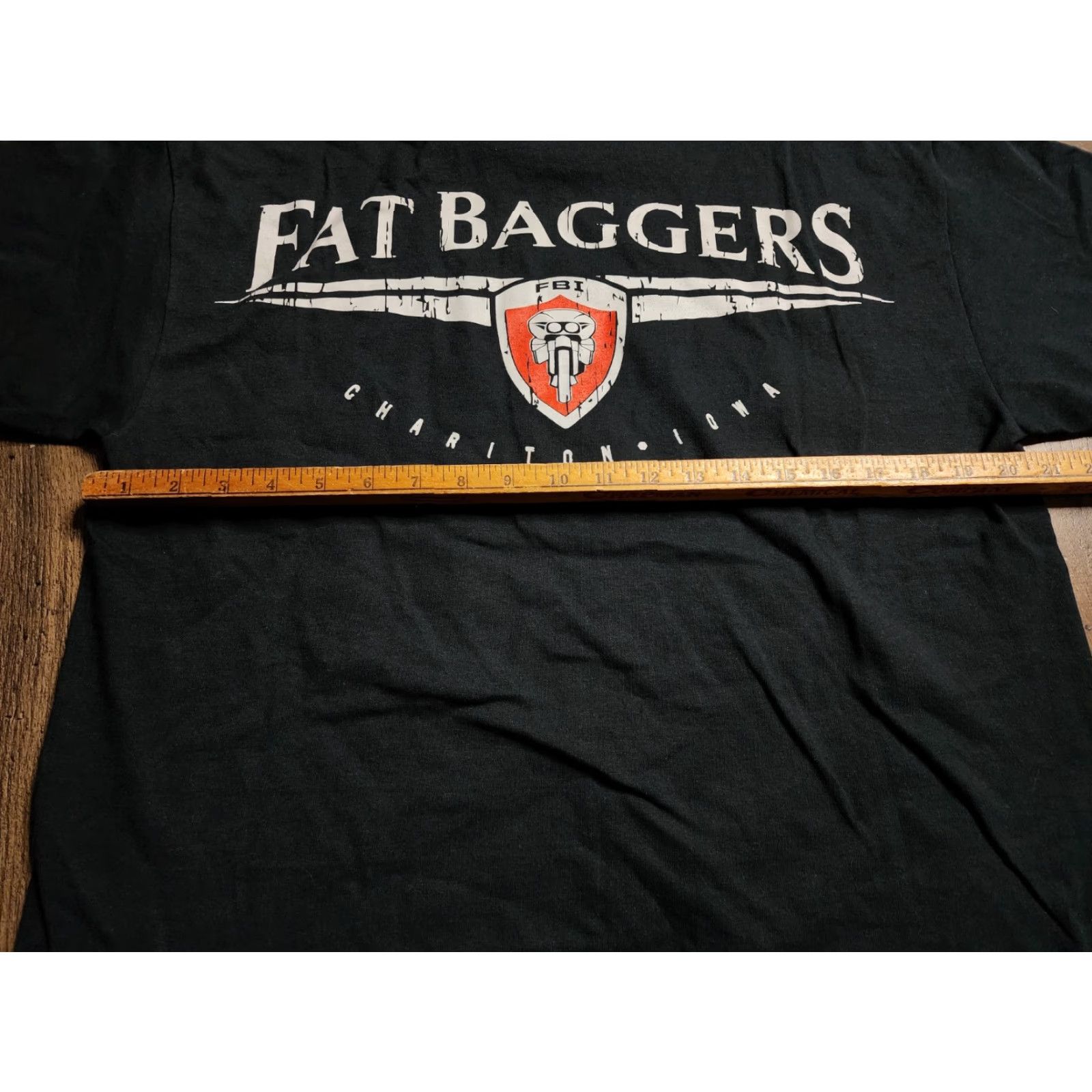 Gildan Mens L Fat Baggers FBI Iowa Motorcycle T Shirt Double Sided Black Cotton Gildan Men Crew Neck Short Sleeve T-Shirt Vintage: No Theme: Motorcycle Size US L / EU 52-54 / 3 - 2 Thumbnail