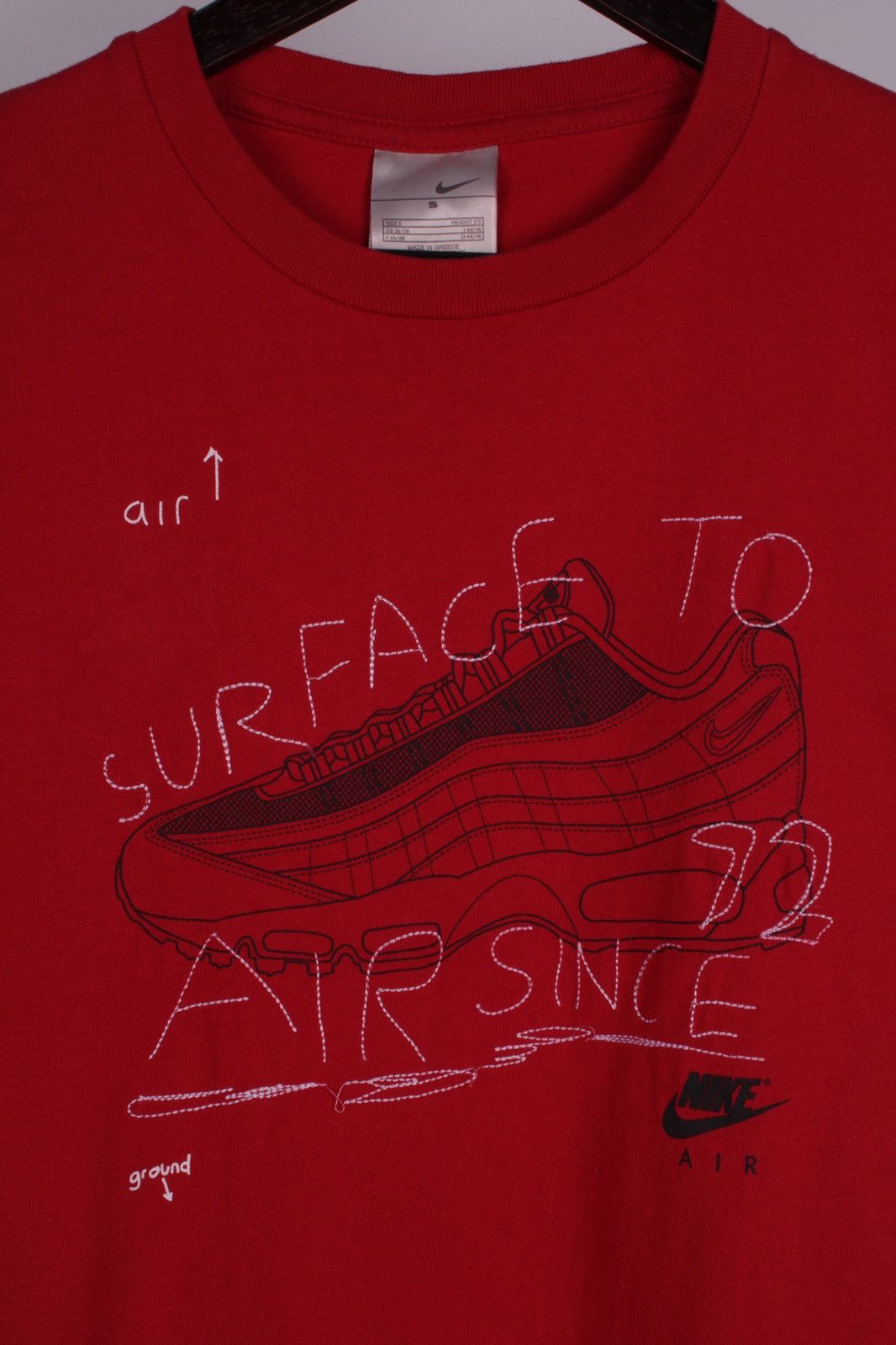 Nike Streetwear Vintage Vintage NIKE Air Max 95 Surface to Air Red T Shirt Grailed