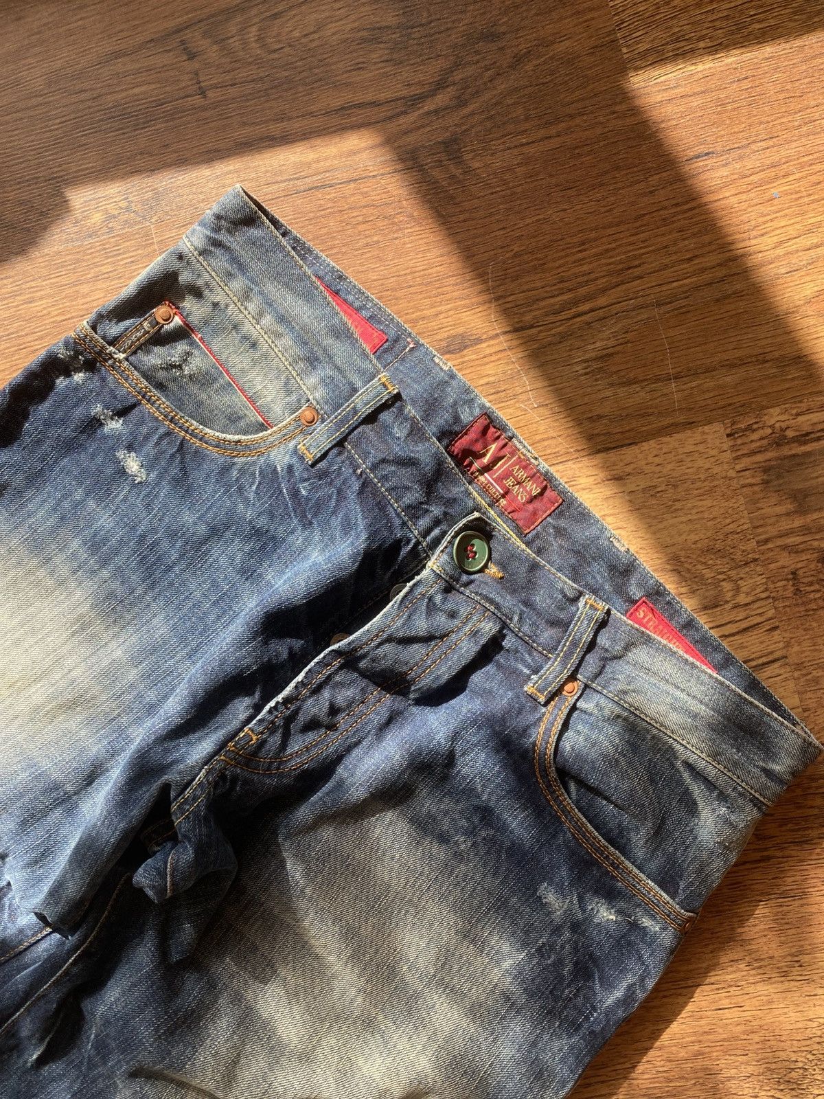 Armani × Vintage Armani Jeans Red Wash Limited Edition Italy Selvage denim Size US 32 / EU 48 - 7 Thumbnail