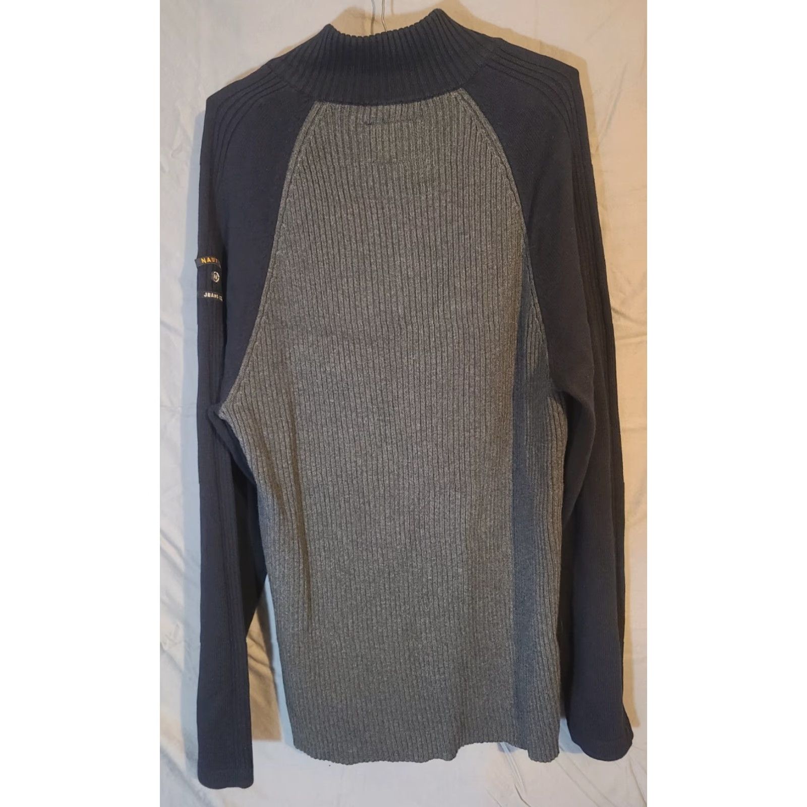 Nautica VINTAGE Nautica Jeans Co Mens PullOver Sweater 2XL Gray Half Zip Ribbed Knit 100% Cotton Logo 90s Mens Pullover Size US XXL / EU 58 / 5 - 2 Thumbnail