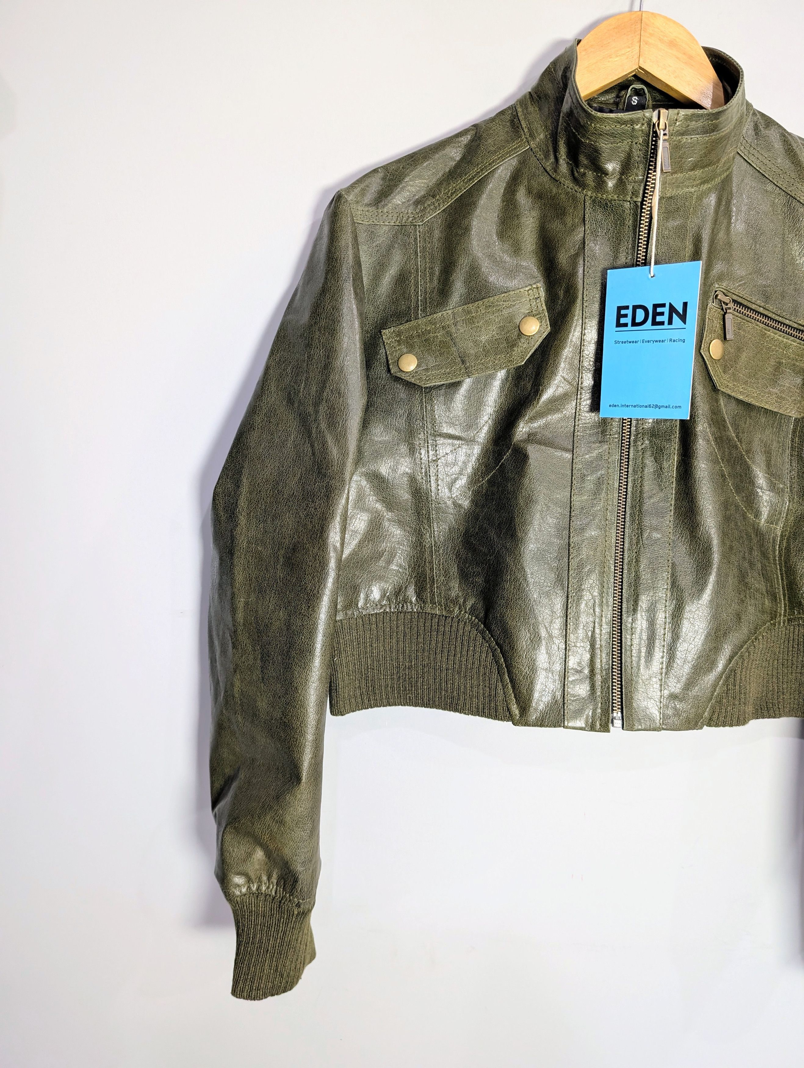 Vintage Women Cropped Leather Jacket Vintage 90s Style Outerwear Size S / US 4 / IT 40 - 3 Thumbnail