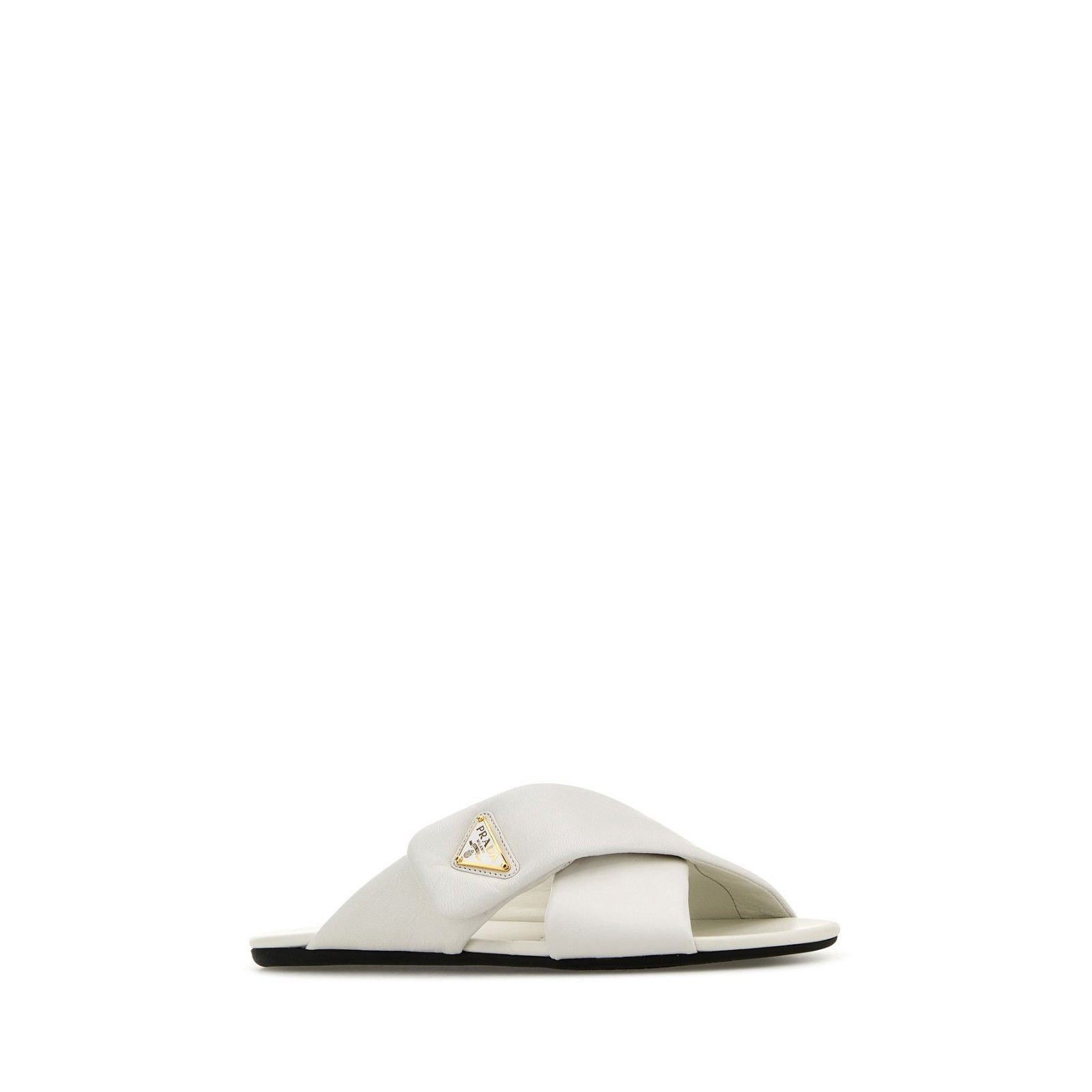 Prada PRADA Triangle White Leather Slippers New & Authentic (Women Size US 9 / IT 39 - 2 Thumbnail
