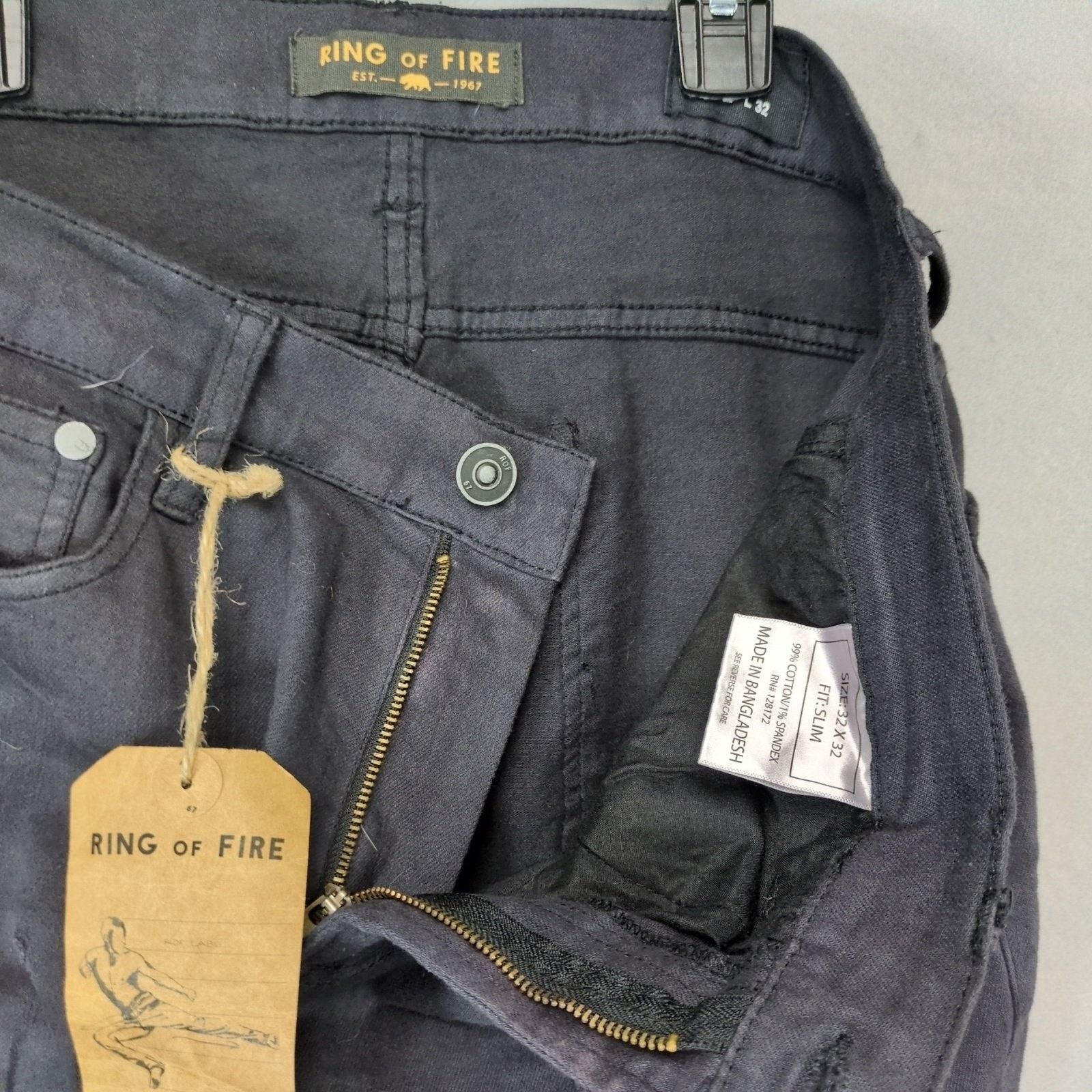 Ring Of Fire NWT Ring of Fire Men's 32x32 Slim Jeans, Black Distressed Size US 32 / EU 48 - 4 Thumbnail