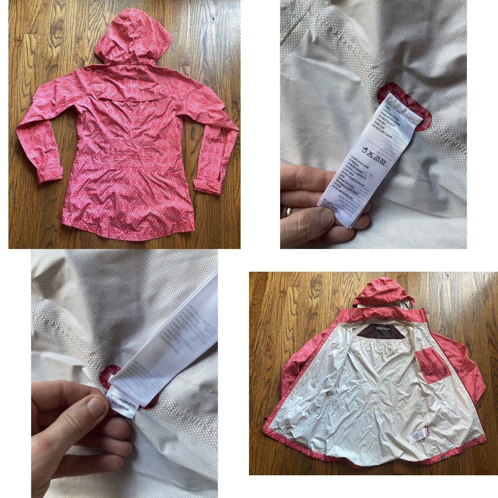 Prana prAna Eliza Rain Jacket Womens Size Small Pink Hooded Full Zip Geometric Print Size S / US 4 / IT 40 - 8 Thumbnail